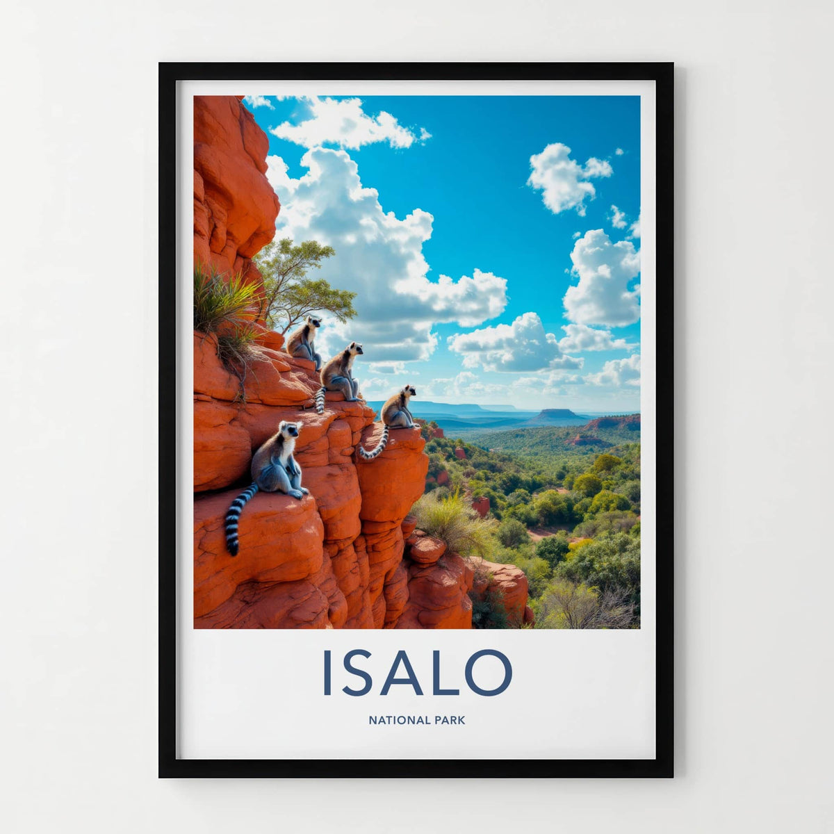 Isalo National Park Poster - Madagascar Travel Art - Lemurs Watch Valley Home Decor