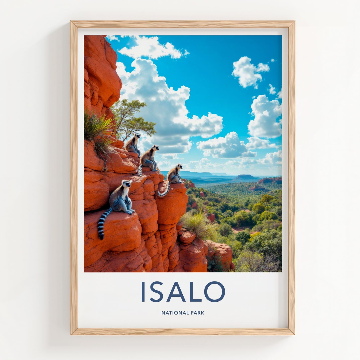 Isalo National Park Poster - Madagascar Travel Art - Lemurs Watch Valley Home Decor