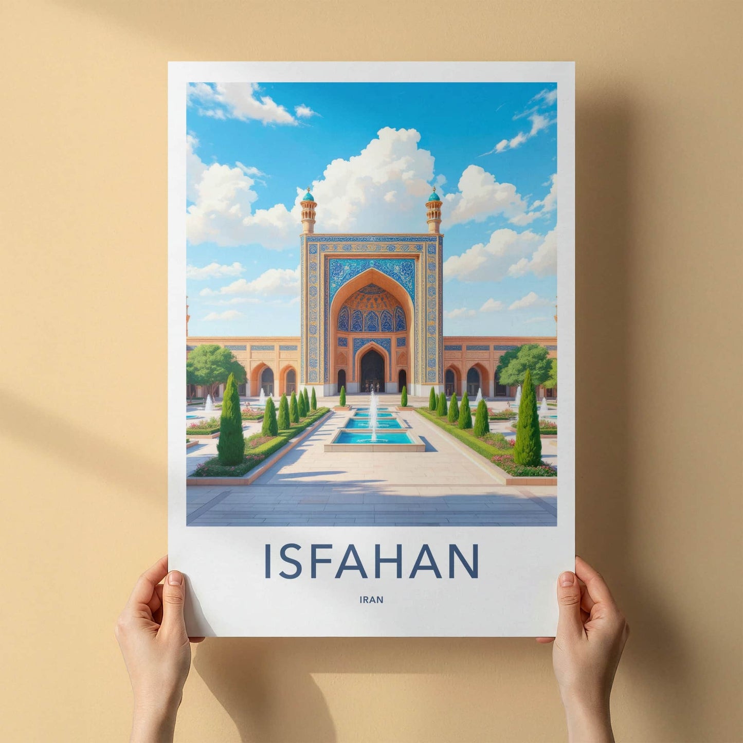 Isfahan Poster - Iran Travel Art - Grand Mosque Courtyard Wall Decor