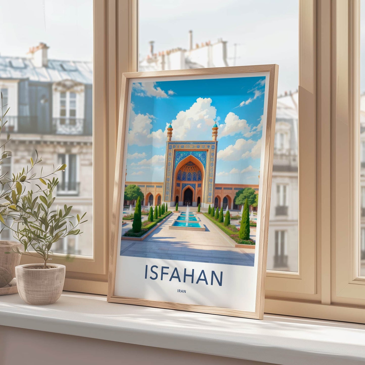 Isfahan Poster - Iran Travel Art - Grand Mosque Courtyard Wall Decor