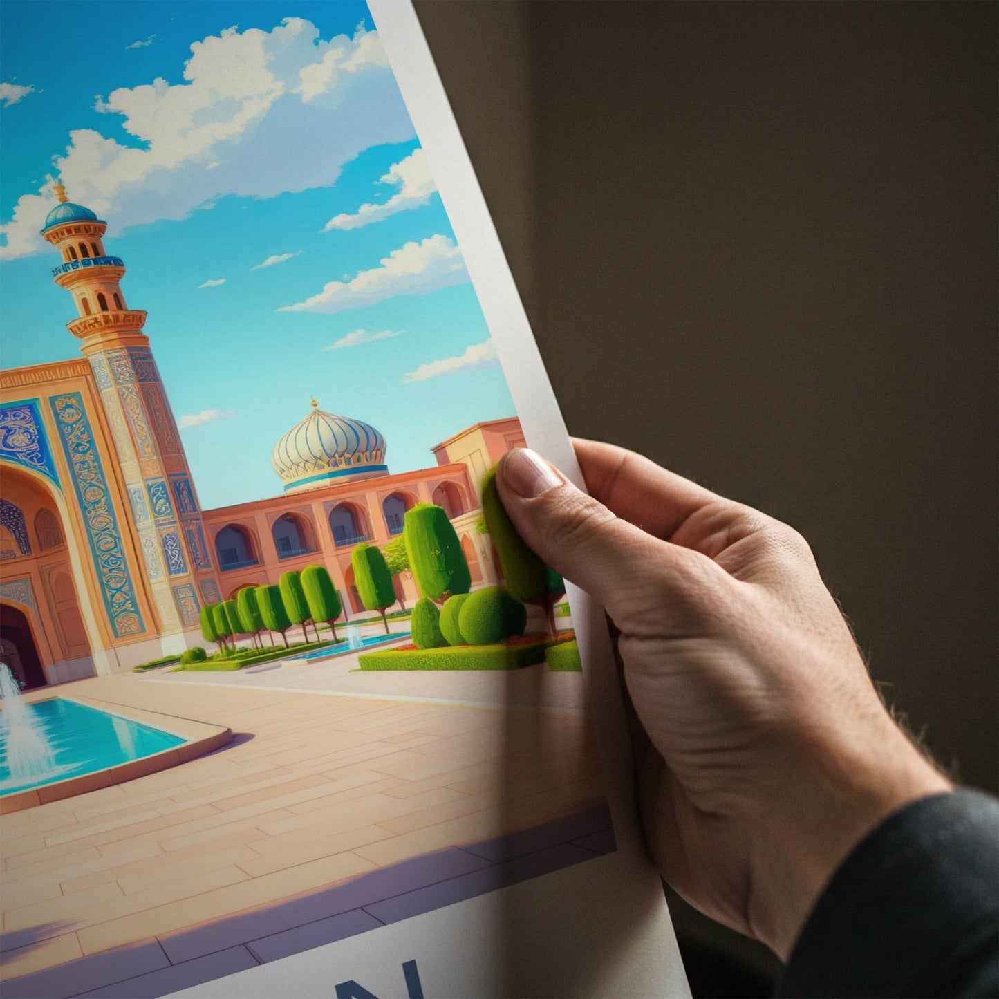 Isfahan Poster - Iran Travel Art - Grand Mosque Fountain Home Decor
