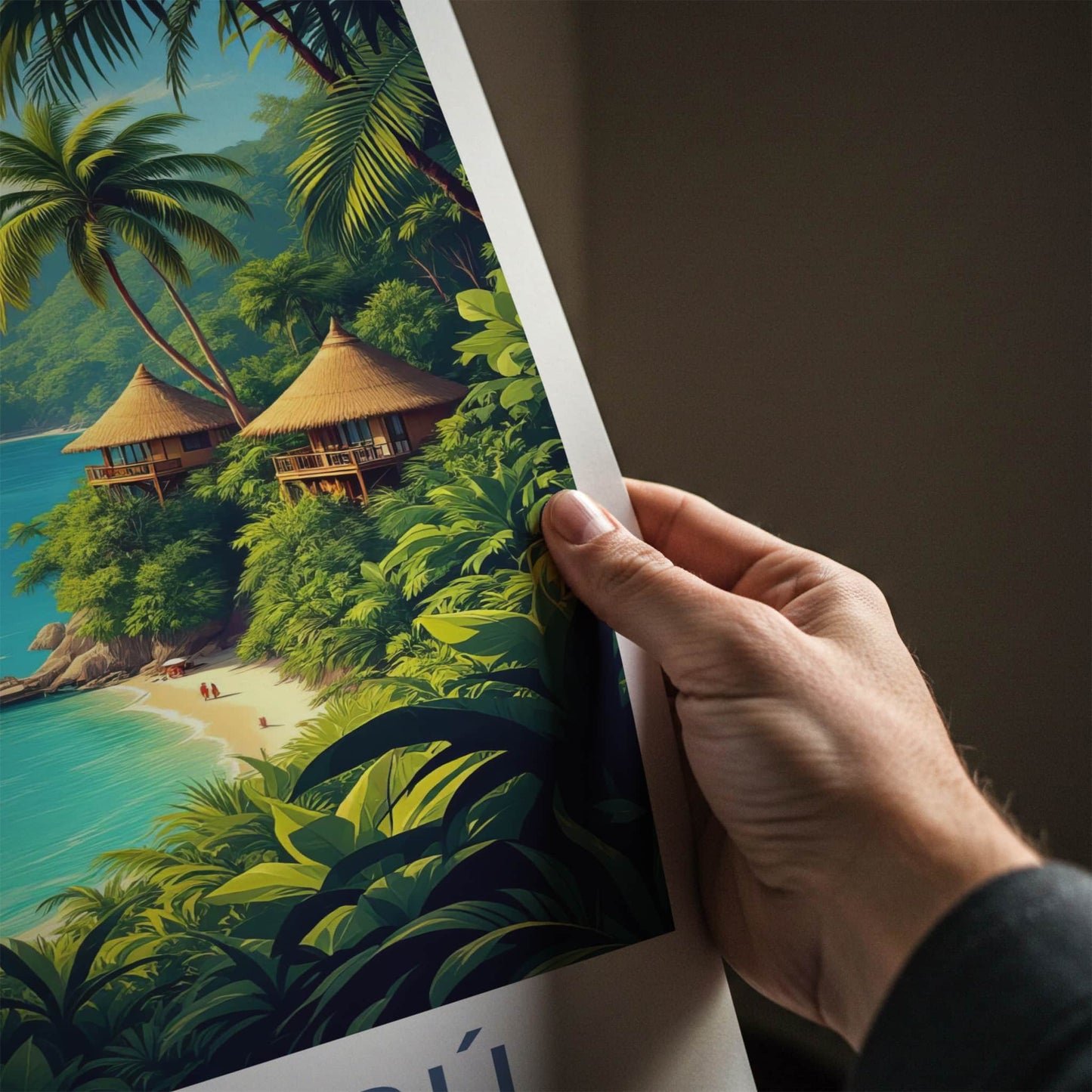 Isla Baru Poster - Colombia Travel Art - Tropical Huts Beach Home Decor