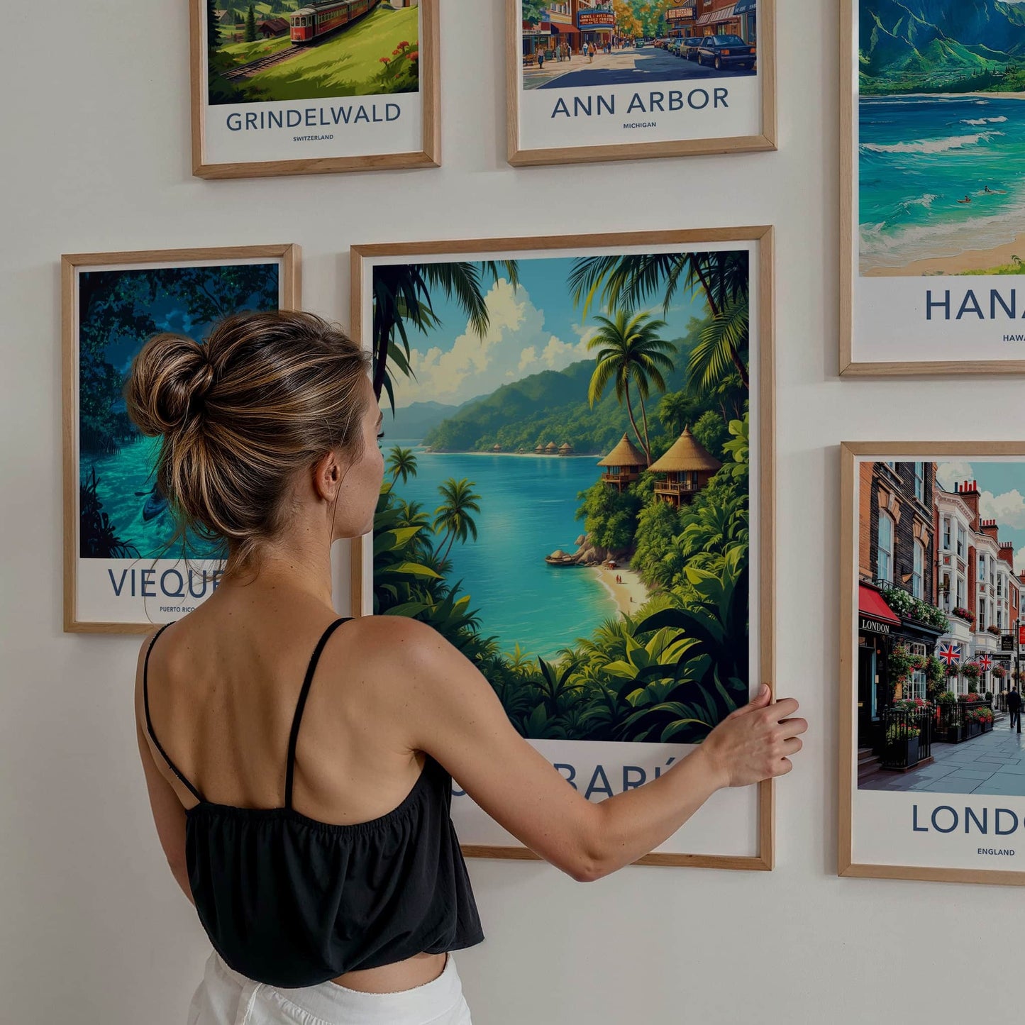 Isla Baru Poster - Colombia Travel Art - Tropical Huts Beach Home Decor