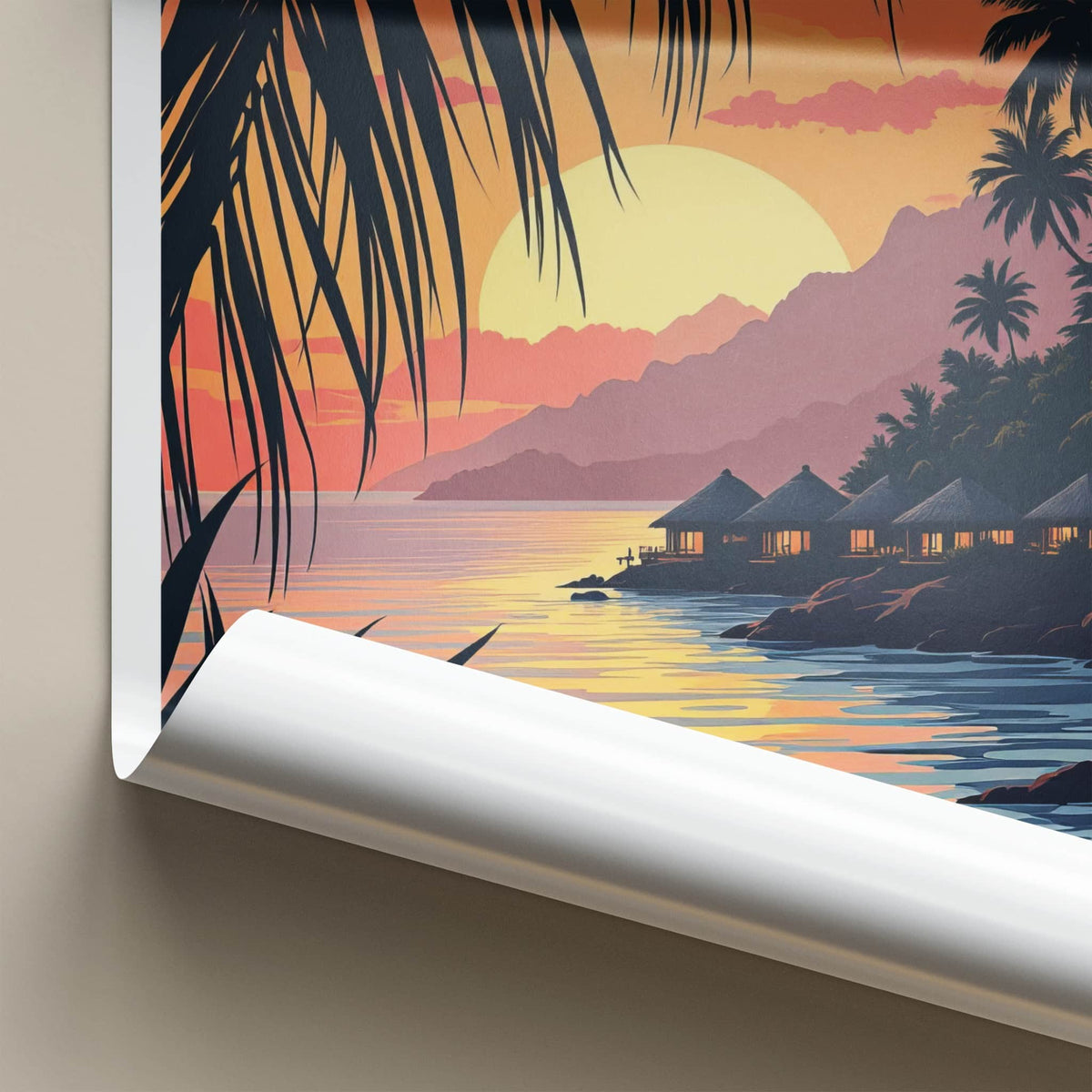 Isla Baru Poster - Colombia Travel Art - Tropical Island Sunset Home Decor