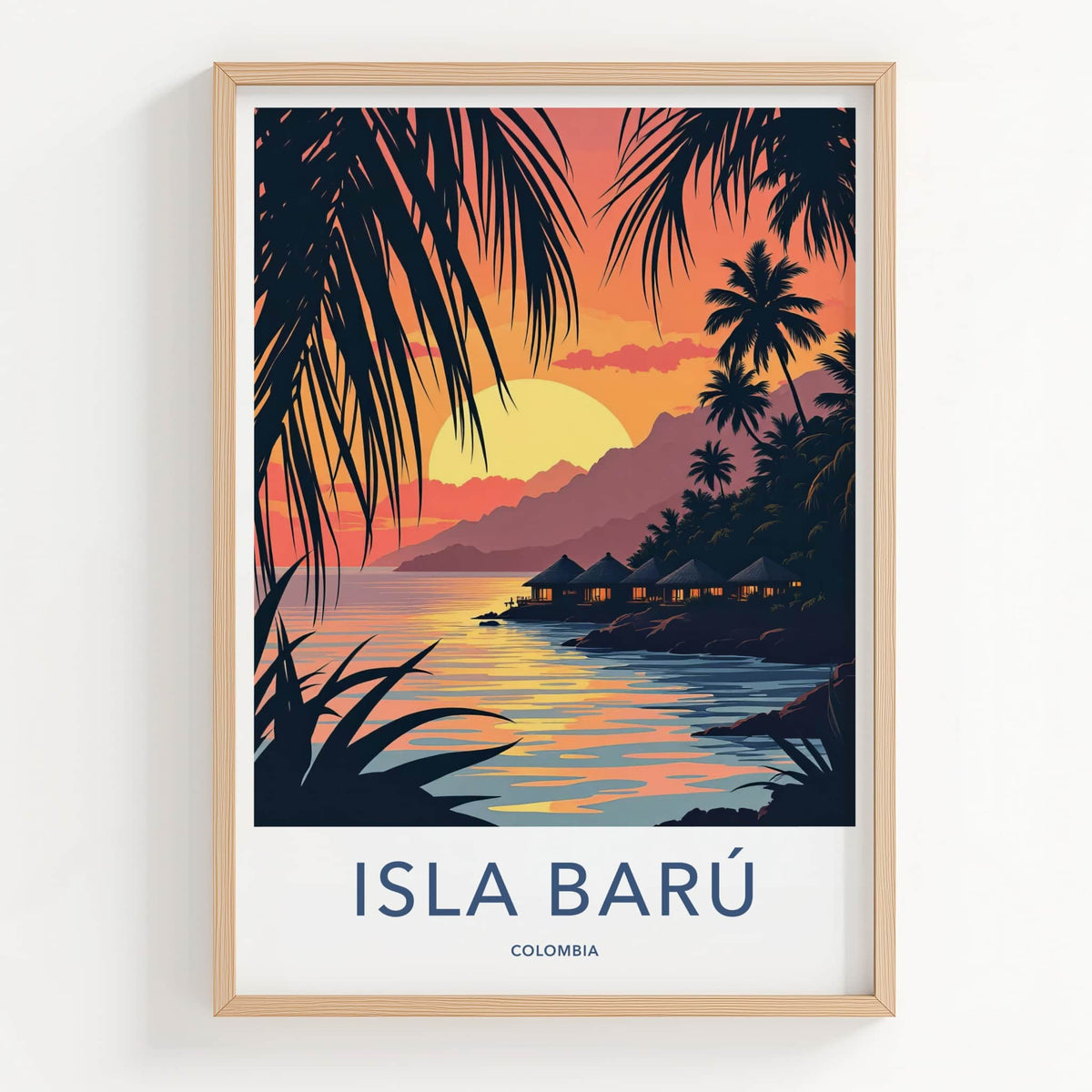 Isla Baru Poster - Colombia Travel Art - Tropical Island Sunset Home Decor