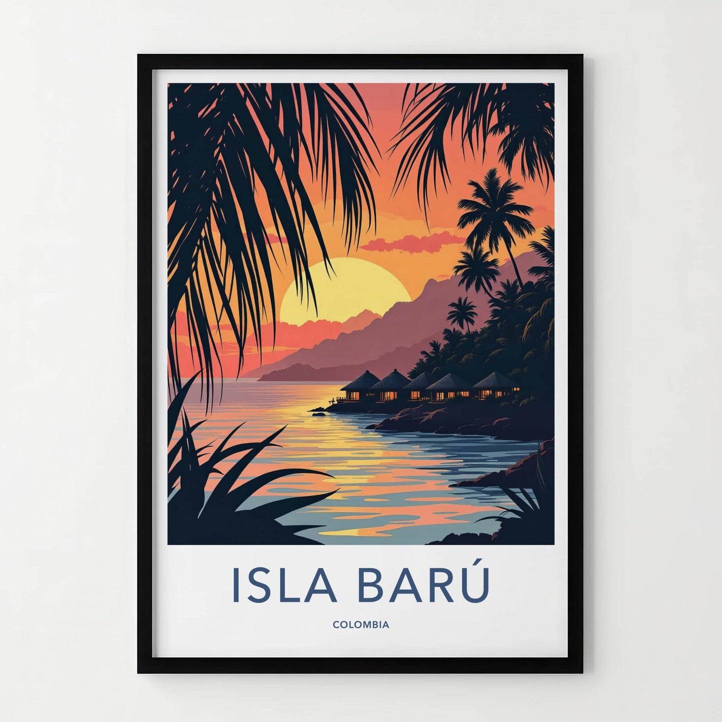 Isla Baru Poster - Colombia Travel Art - Tropical Island Sunset Home Decor