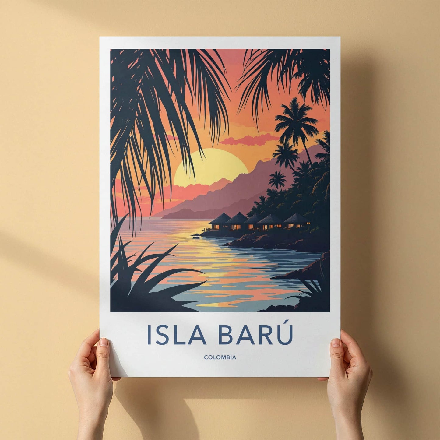 Isla Baru Poster - Colombia Travel Art - Tropical Island Sunset Home Decor