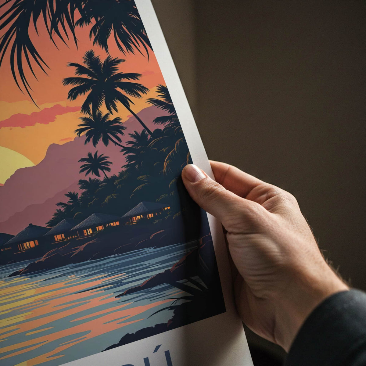 Isla Baru Poster - Colombia Travel Art - Tropical Island Sunset Home Decor