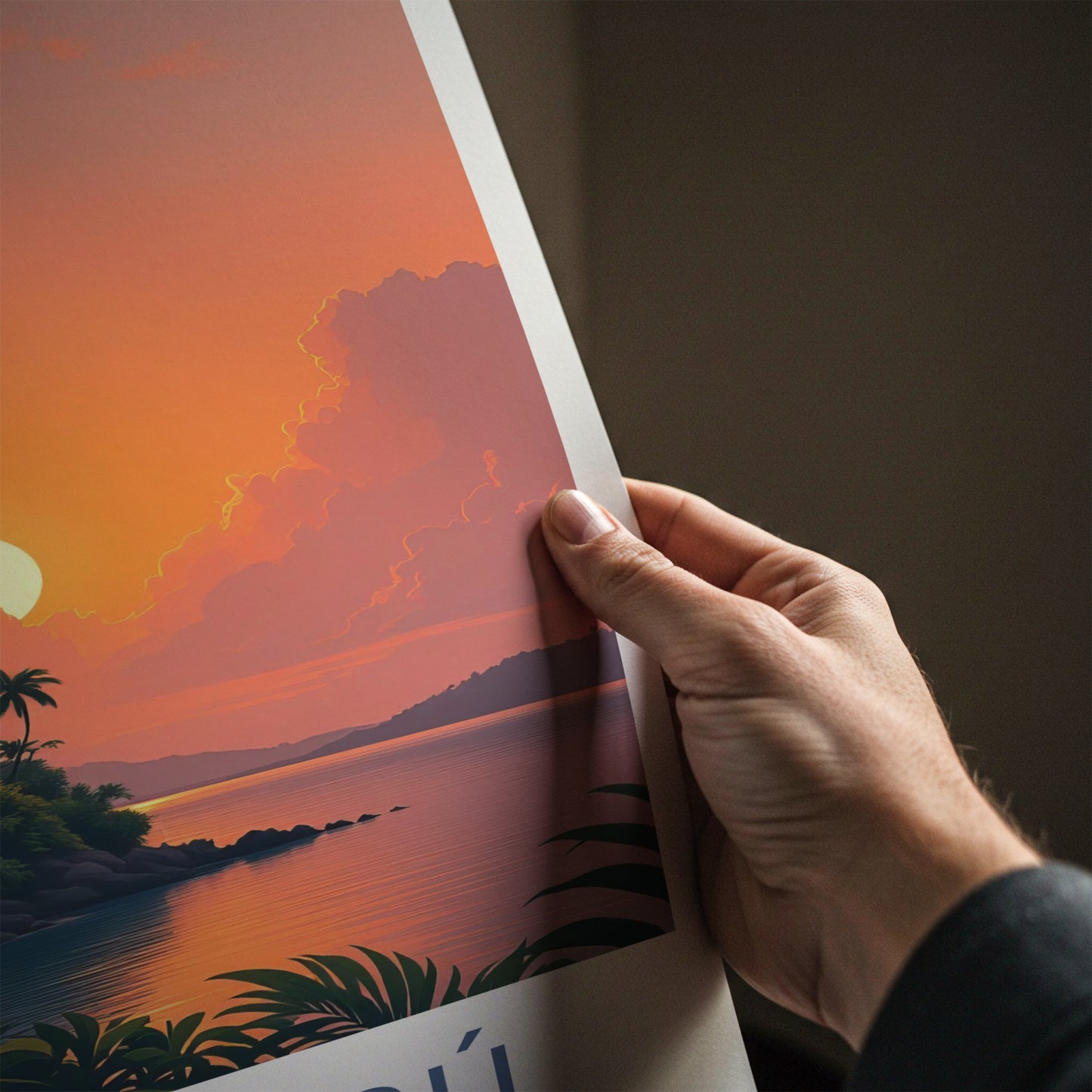 Isla Baru Poster - Colombia Travel Art - Tropical Sunset Bungalows Home Decor