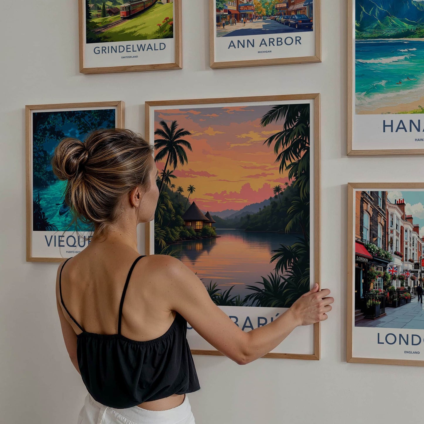 Isla Baru Poster - Colombia Travel Art - Tropical Sunset Hut Home Decor