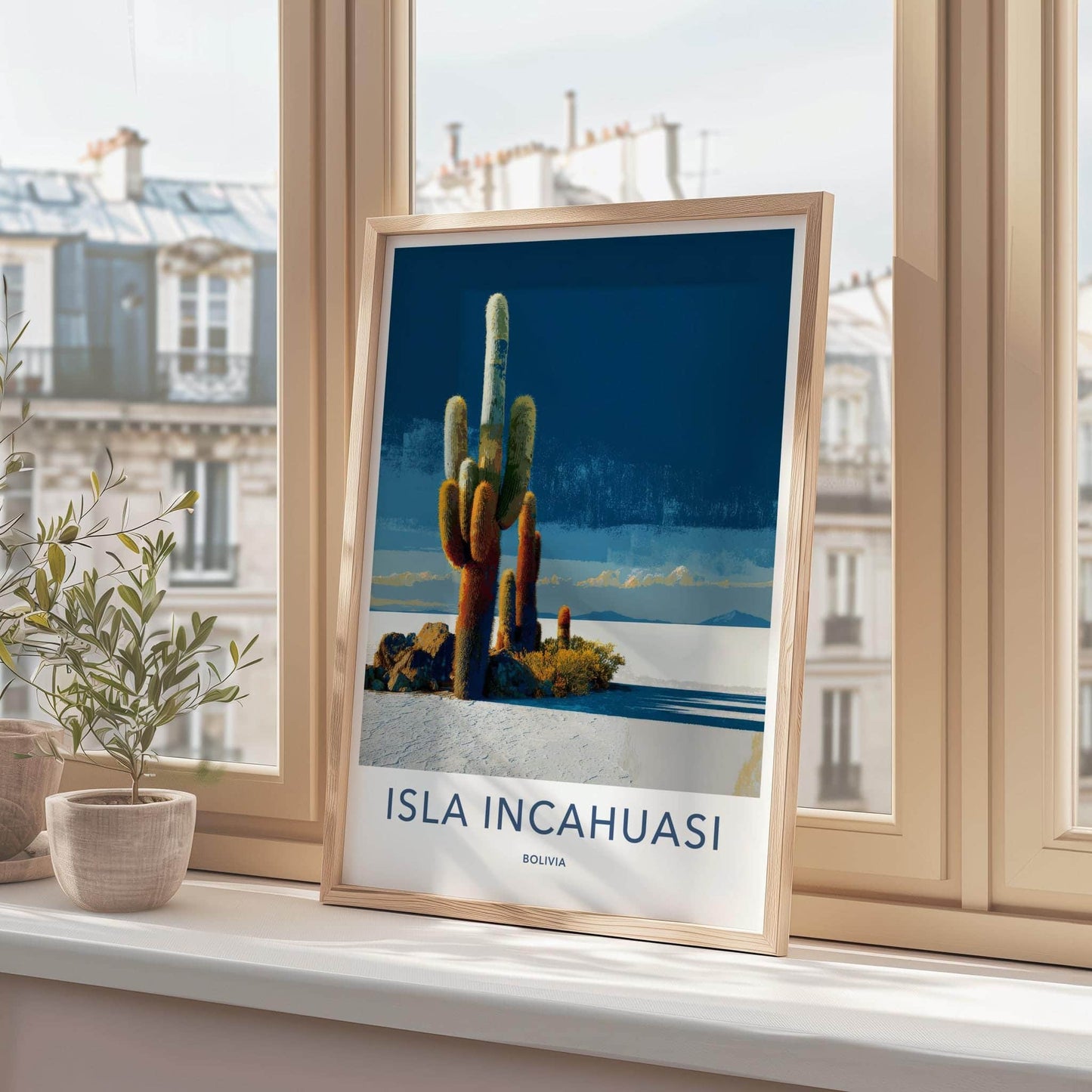 Isla Incahuasi Poster - Bolivia Framed Print - Desert Cactus Saltflat Framed Decor