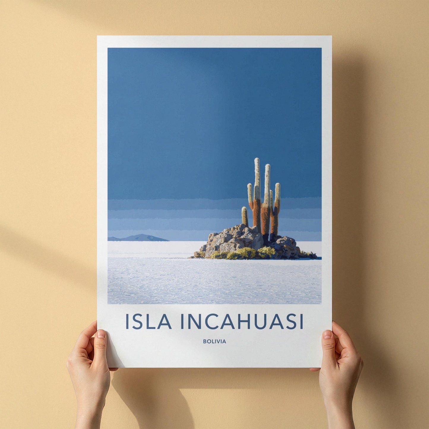 Isla Incahuasi Poster - Bolivia Travel Art - Rocky Island Cactus Home Decor