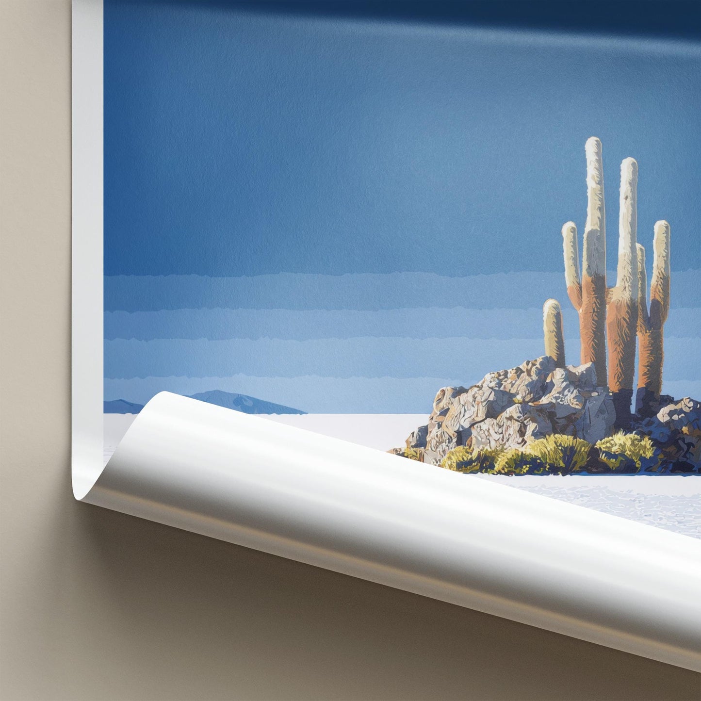 Isla Incahuasi Poster - Bolivia Travel Art - Rocky Island Cactus Home Decor