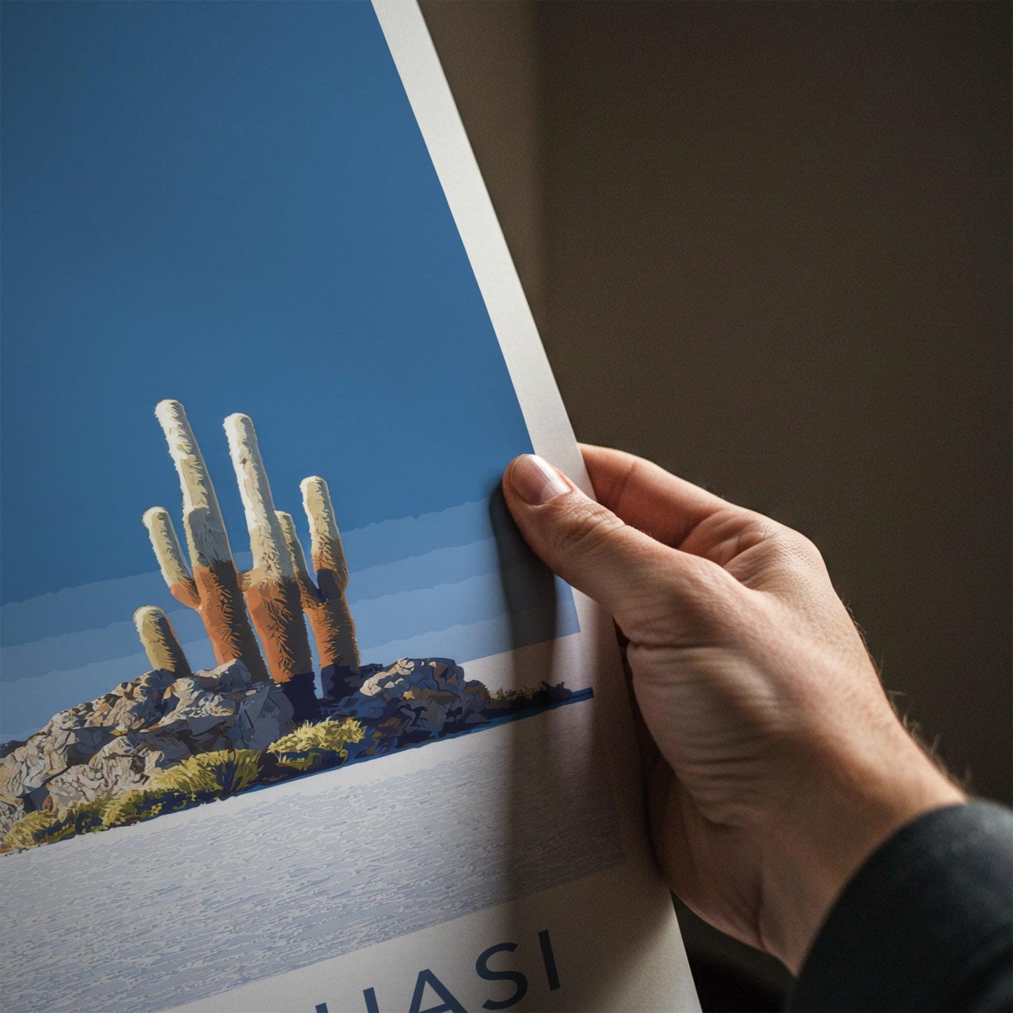 Isla Incahuasi Poster - Bolivia Travel Art - Rocky Island Cactus Home Decor