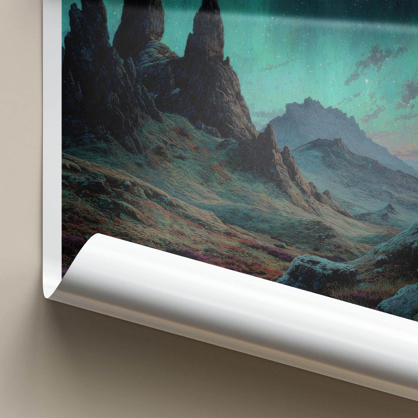 Isle of Skye Poster - Scotland Travel Art - Northern Lights Peaks Home Decor