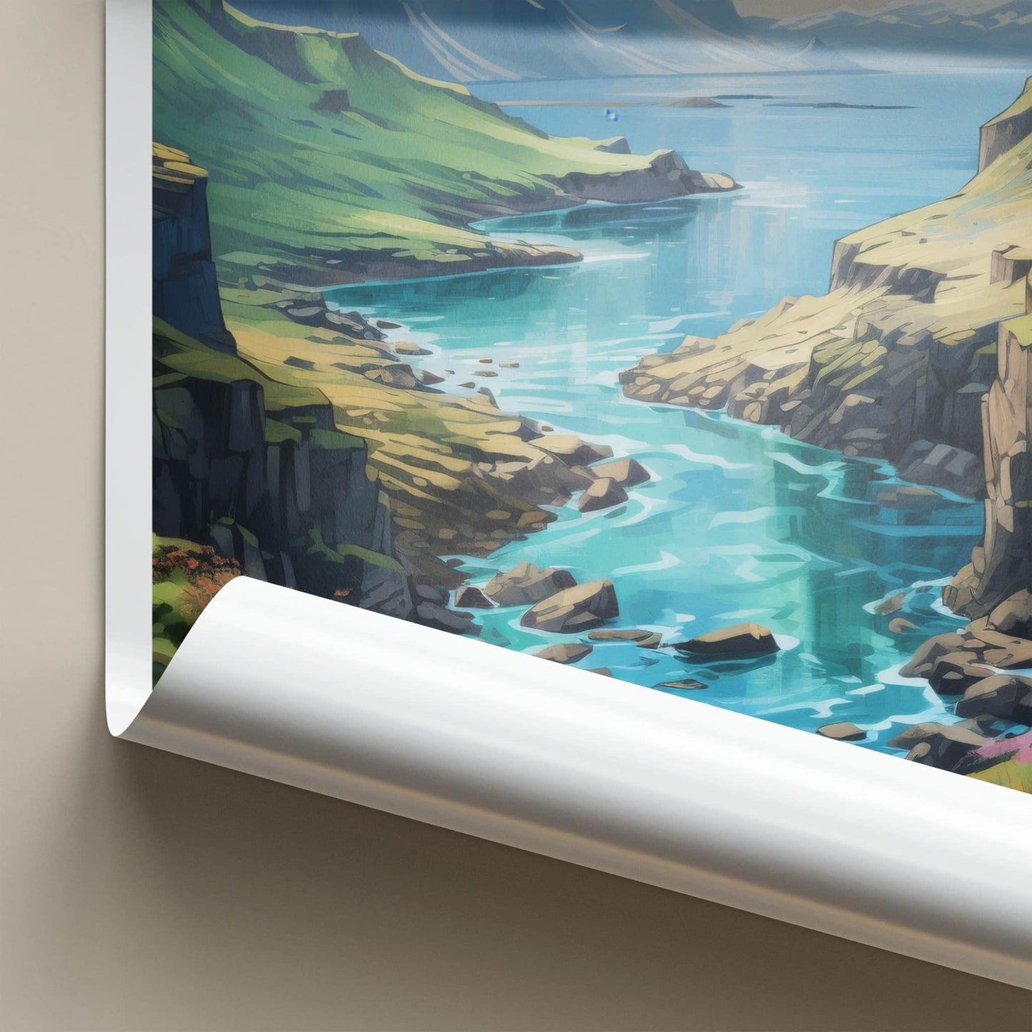 Isle of Skye Poster - Scotland Travel Art - Verdant River Valley Home Decor