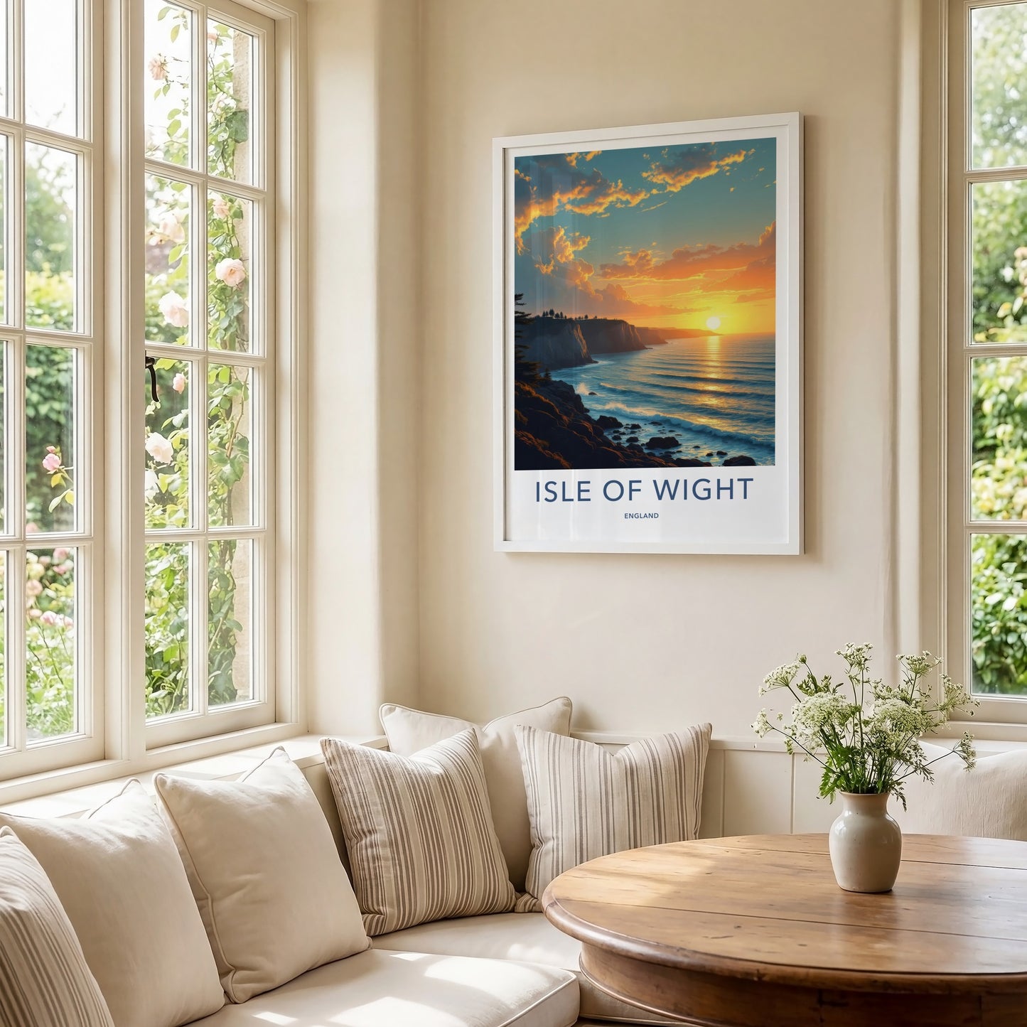 Isle of Wight Poster - England Travel Art - Golden Ocean Cliffs Home Decor
