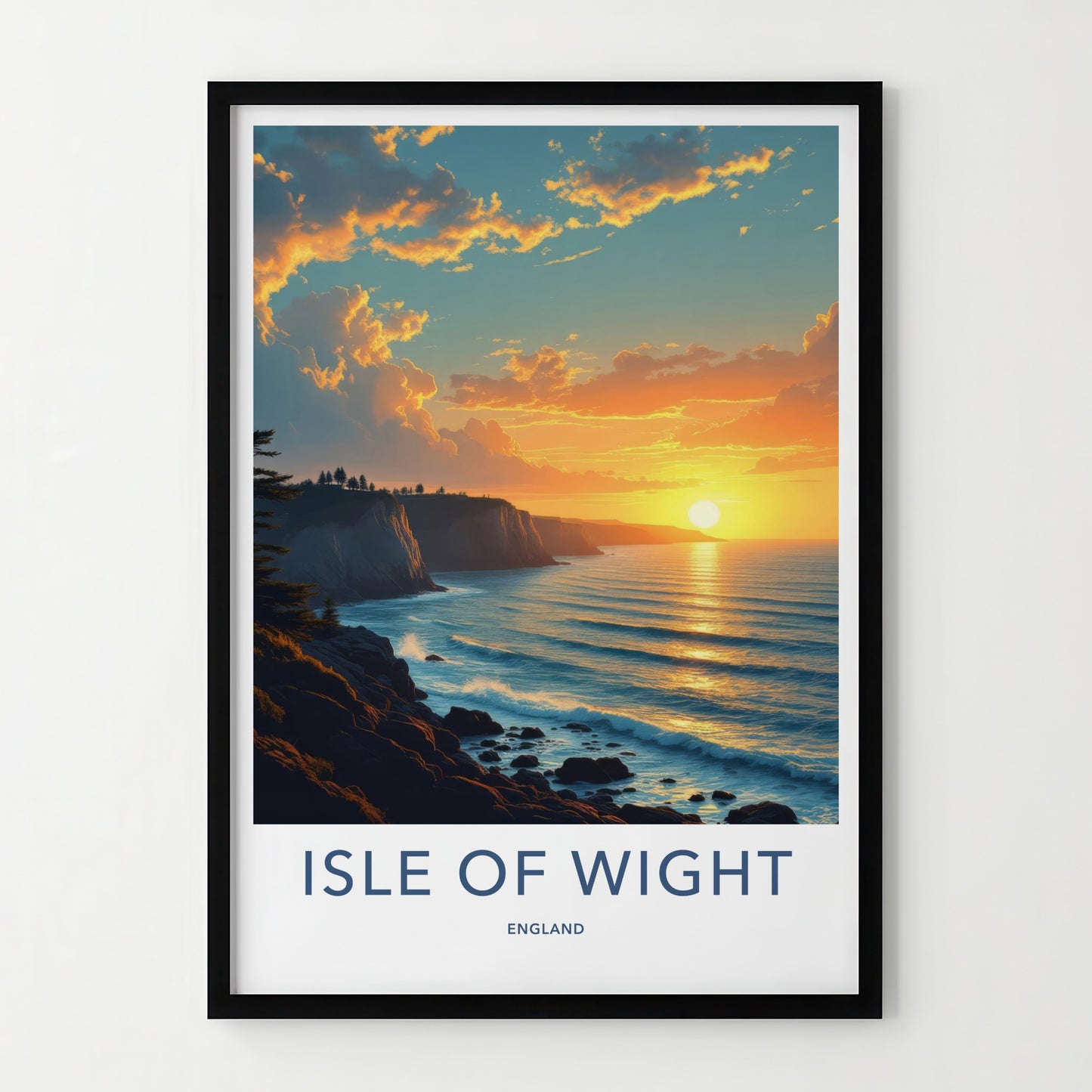 Isle of Wight Poster - England Travel Art - Golden Ocean Cliffs Home Decor