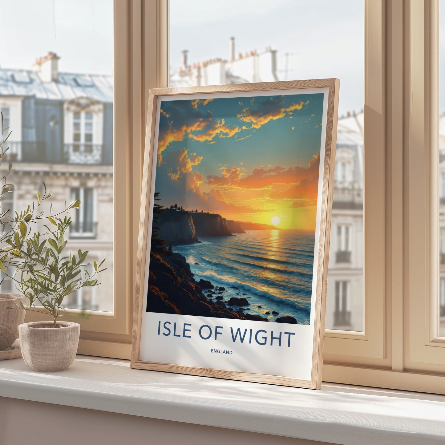 Isle of Wight Poster - England Travel Art - Golden Ocean Cliffs Home Decor