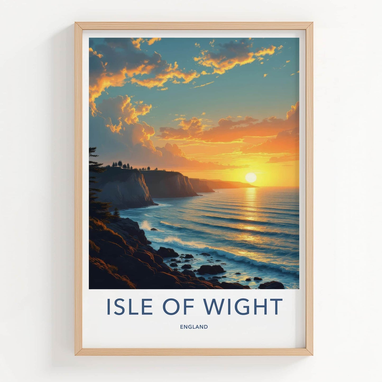 Isle of Wight Poster - England Travel Art - Golden Ocean Cliffs Home Decor
