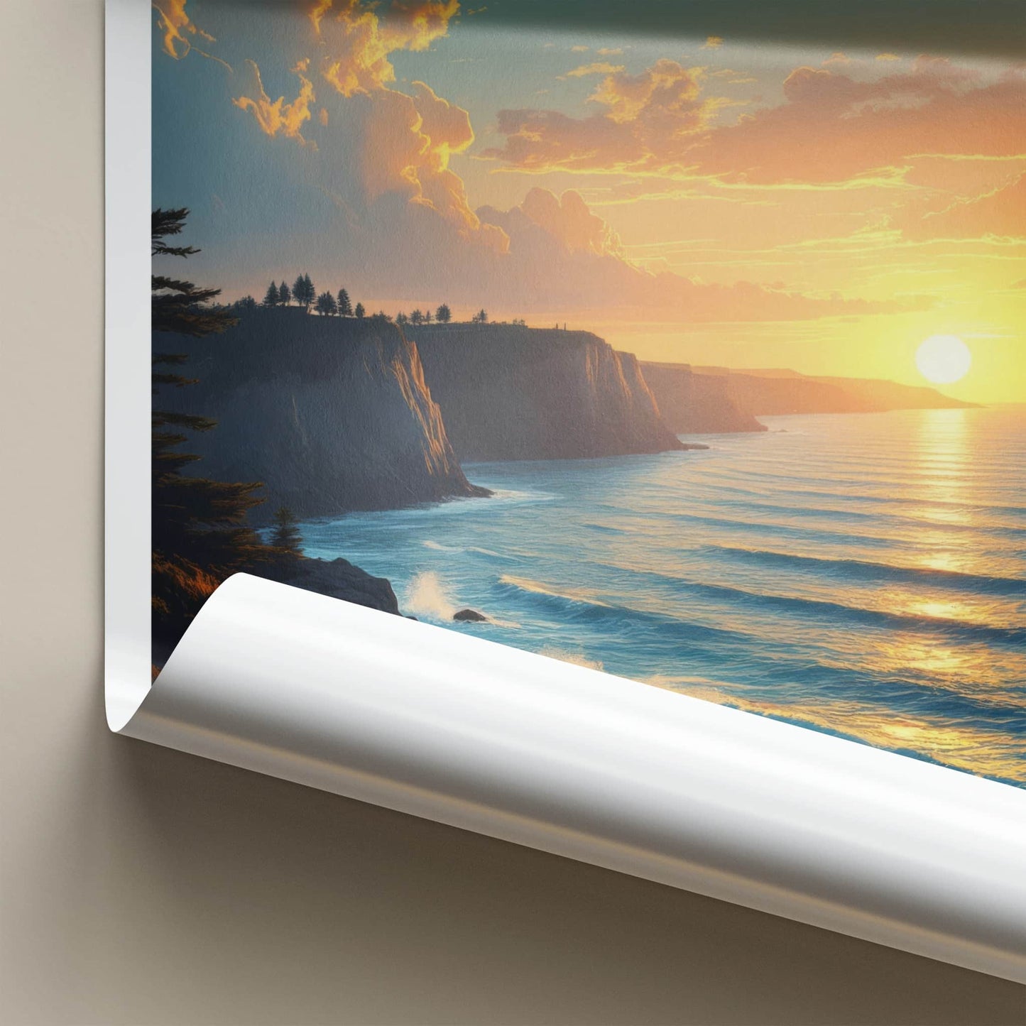 Isle of Wight Poster - England Travel Art - Golden Ocean Cliffs Home Decor