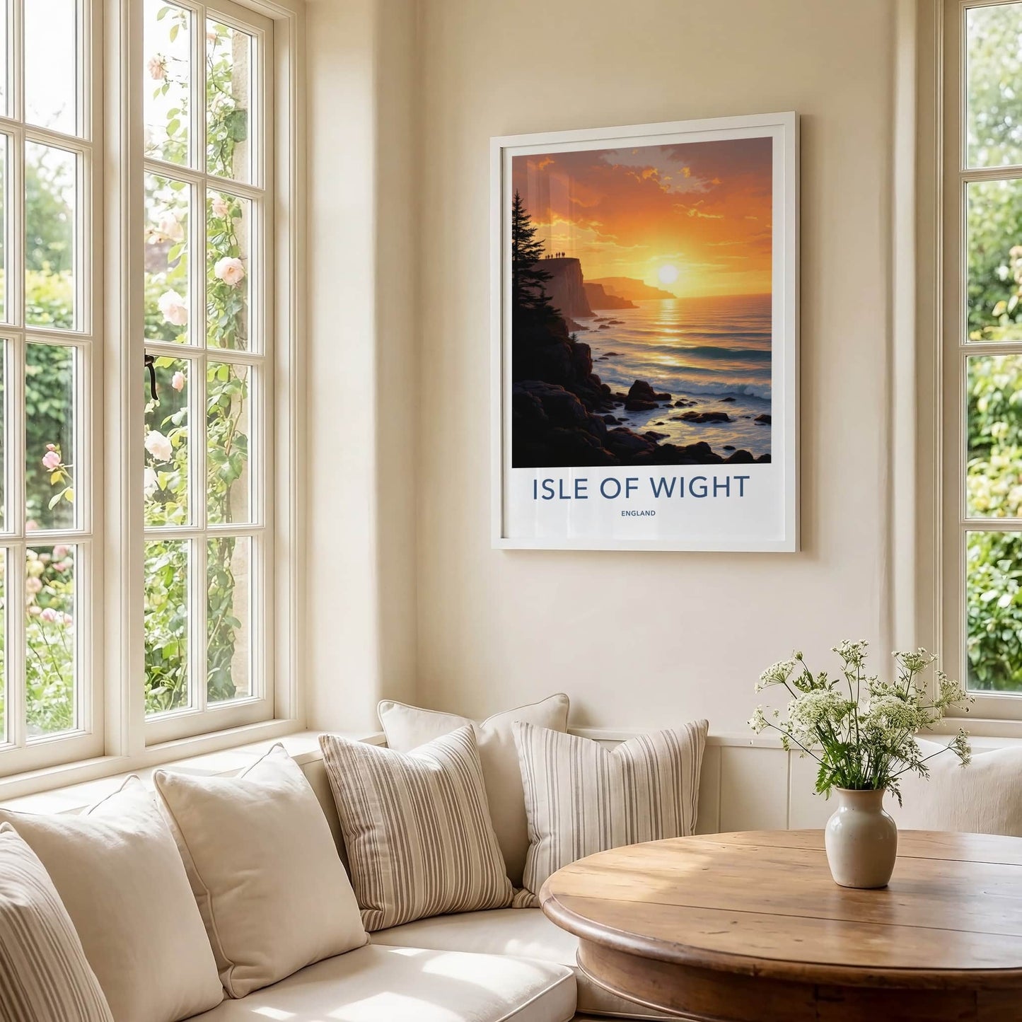 Isle Of Wight Poster - England Travel Art - People Cliff Sunset Home Decor