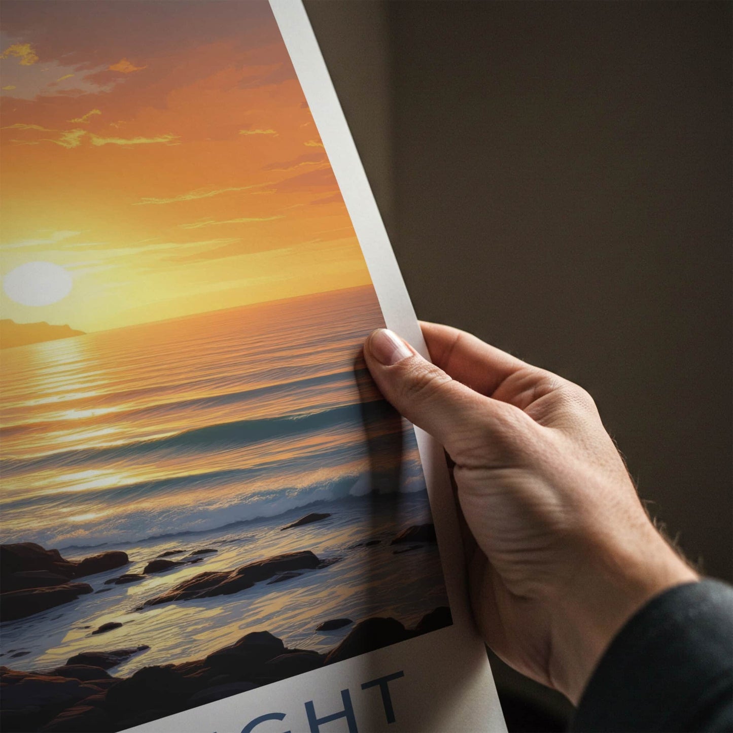 Isle Of Wight Poster - England Travel Art - People Cliff Sunset Home Decor