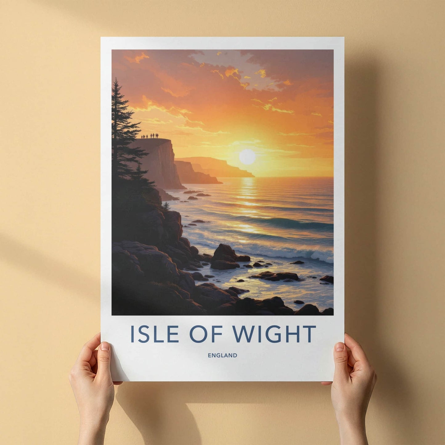 Isle Of Wight Poster - England Travel Art - People Cliff Sunset Home Decor