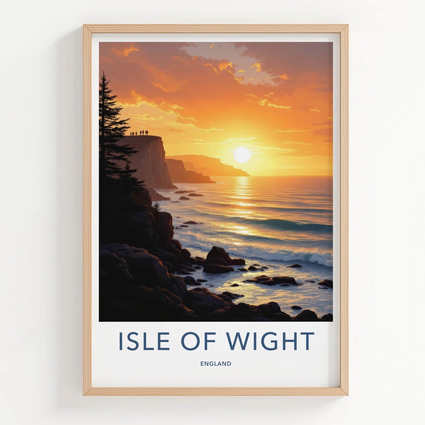 Isle Of Wight Poster - England Travel Art - People Cliff Sunset Home Decor