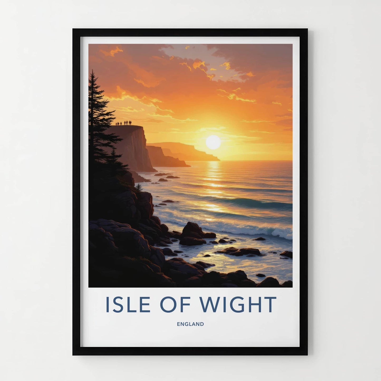Isle Of Wight Poster - England Travel Art - People Cliff Sunset Home Decor