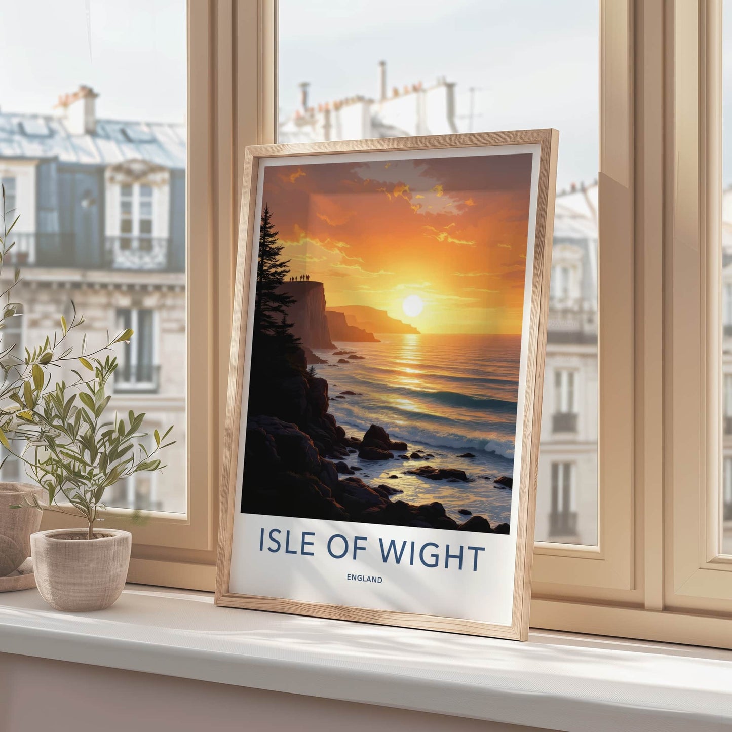 Isle Of Wight Poster - England Travel Art - People Cliff Sunset Home Decor