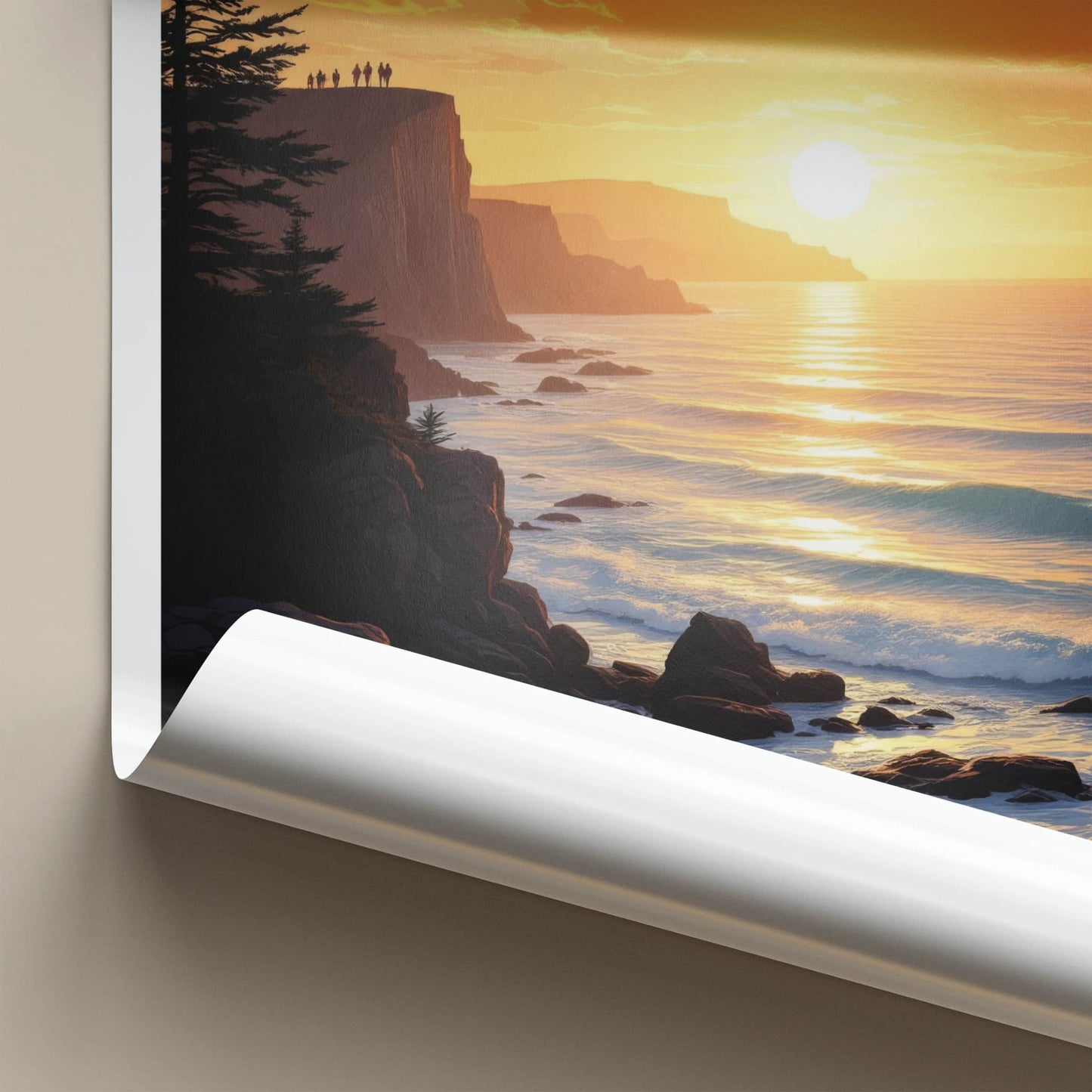 Isle Of Wight Poster - England Travel Art - People Cliff Sunset Home Decor