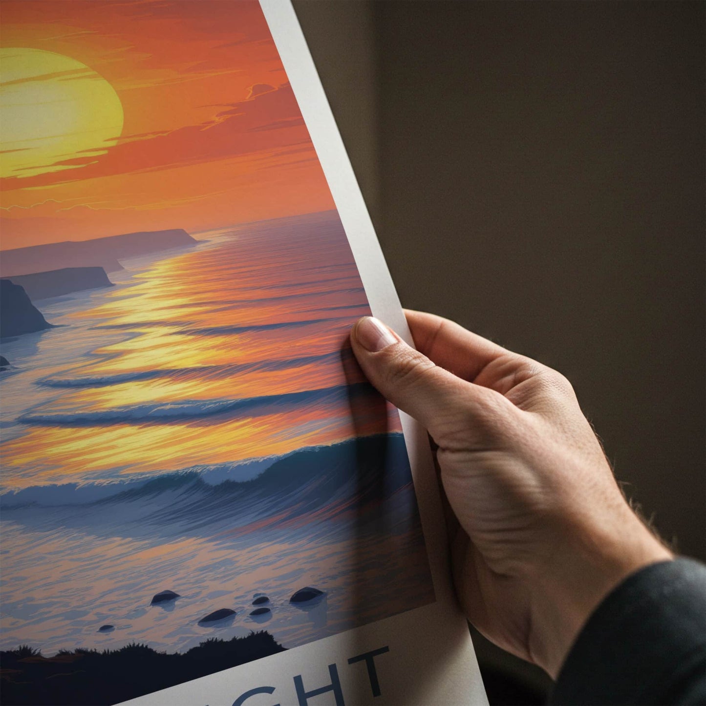 Isle of Wight Poster - England Travel Print - Vibrant Cliff Sunset Wall Decor
