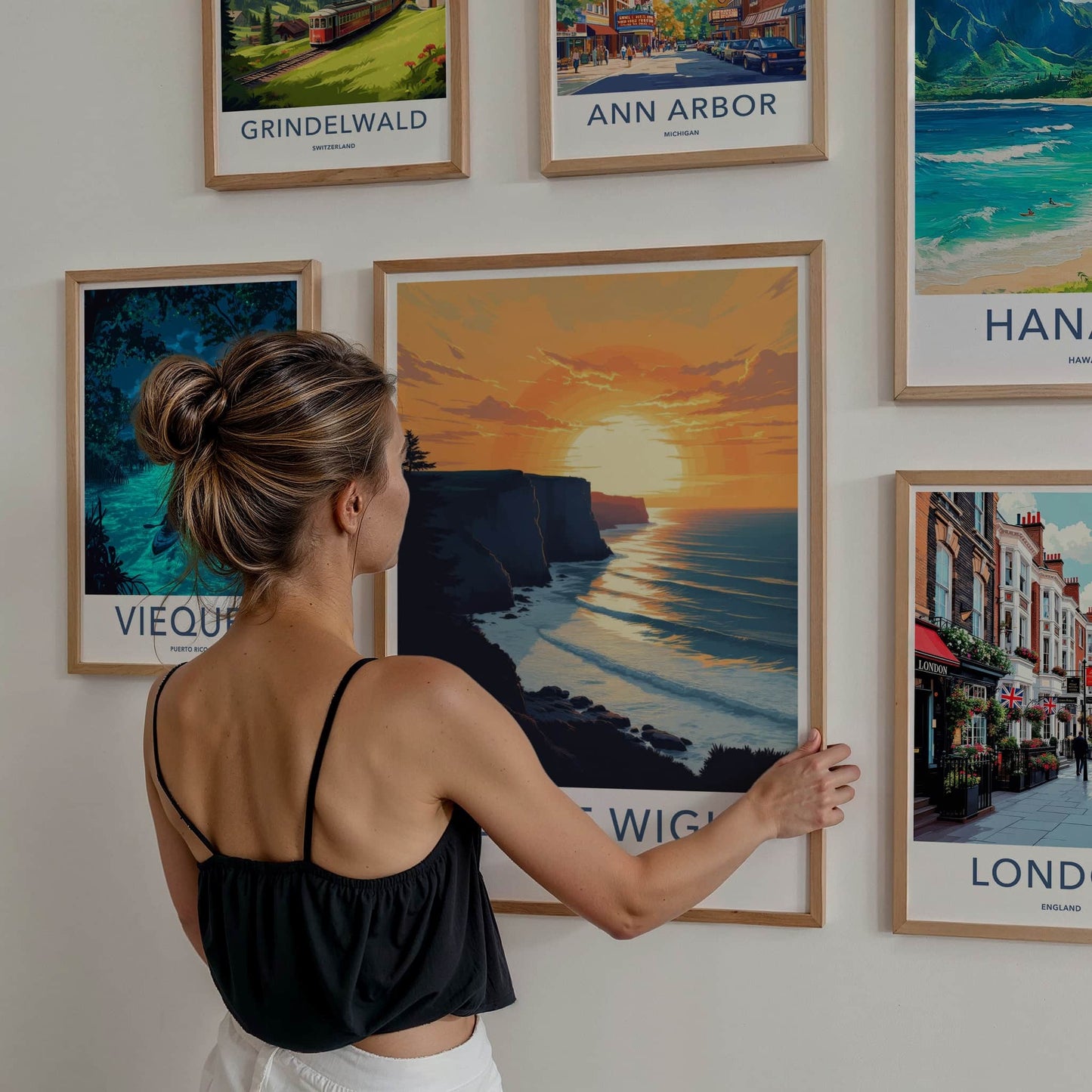 Isle Of Wight Poster - United Kingdom Travel Art - Orange Sunset Cliffs Home Decor