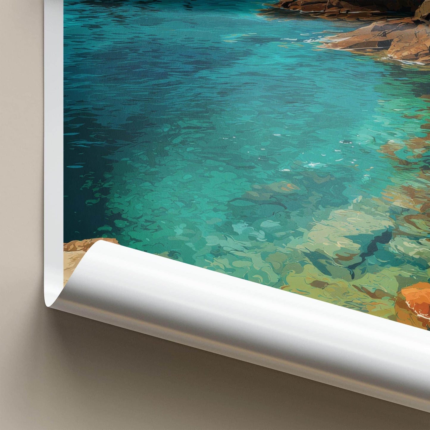 Isle Royale Poster - Michigan Travel Art - Rocky Shoreline Azure Home Decor