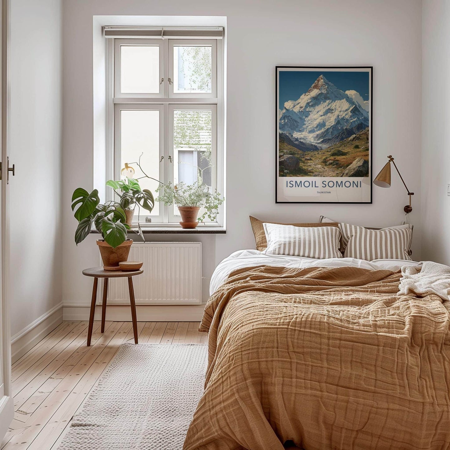 Ismoil Somoni Peak Poster - Tajikistan Travel Art - Rugged Snowy Peak Home Decor