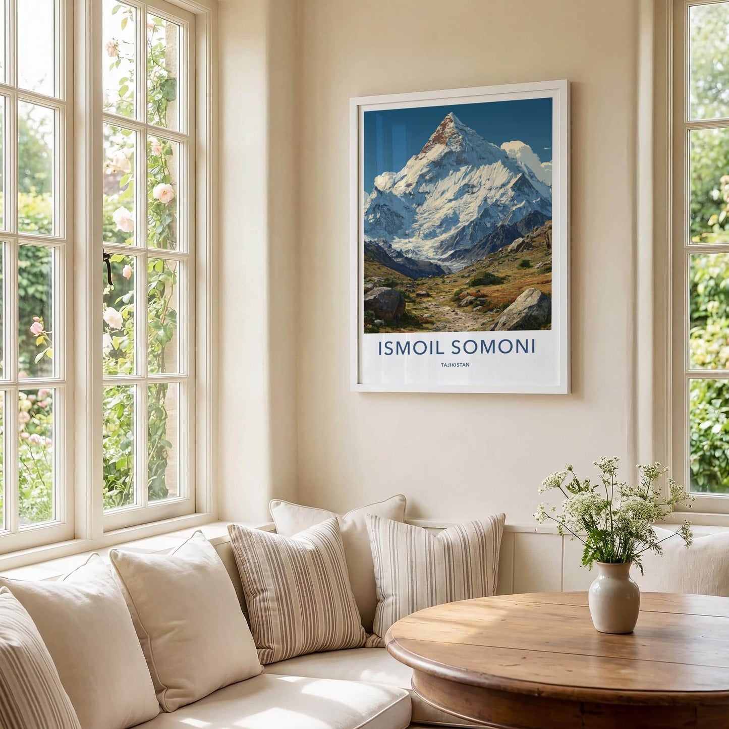 Ismoil Somoni Peak Poster - Tajikistan Travel Art - Snow Capped Peak Home Decor