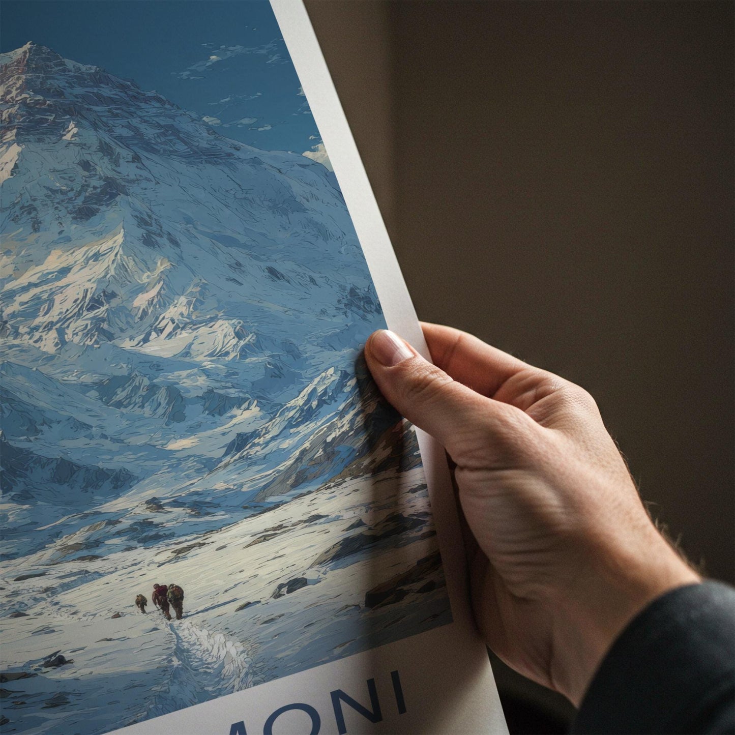 Ismoil Somoni Poster - Tajikistan Travel Art - Hikers Snowy Trail Home Decor