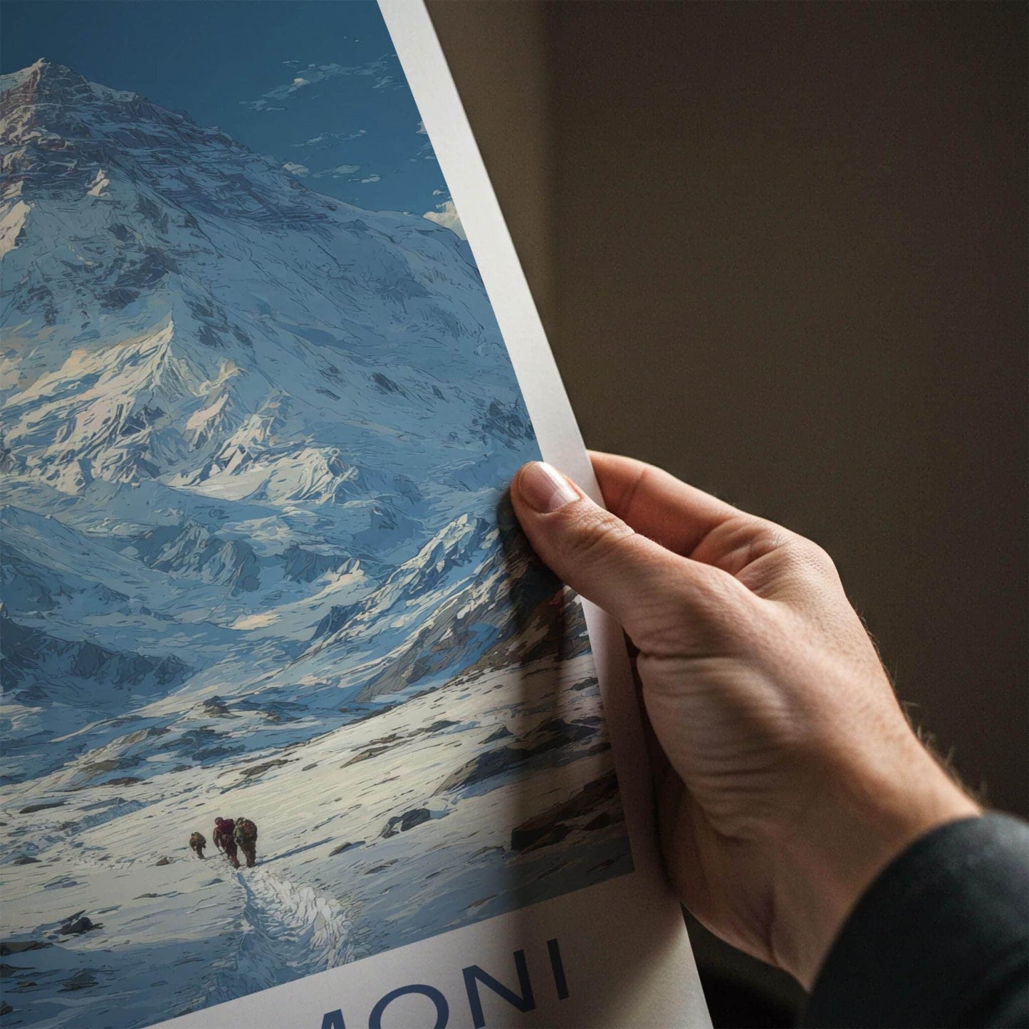 Ismoil Somoni Poster - Tajikistan Travel Art - Hikers Snowy Trail Home Decor