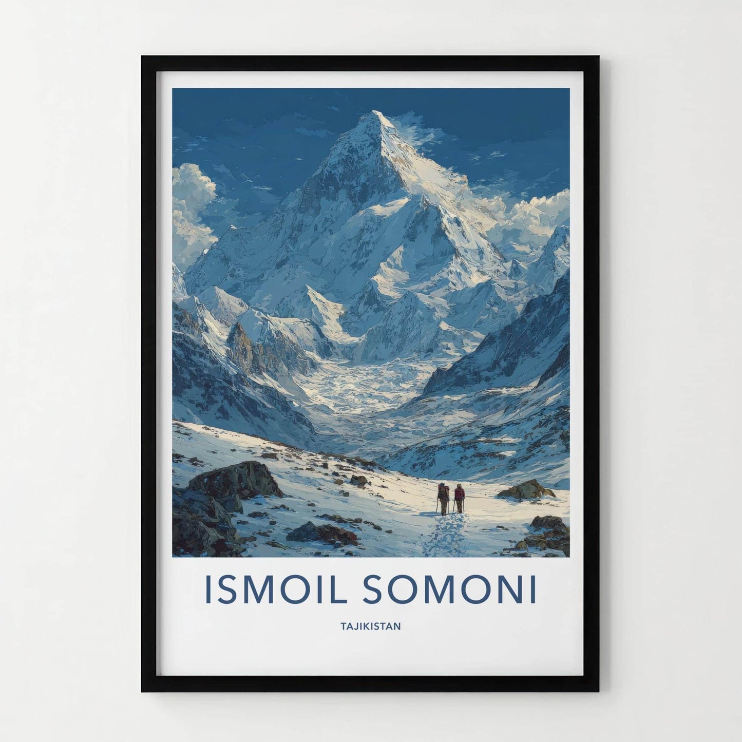 Ismoil Somoni Poster - Tajikistan Travel Art - Massive Snowy Peak Home Decor