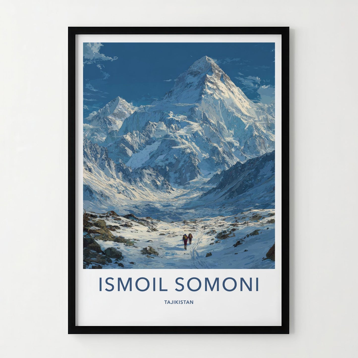 Ismoil Somoni Poster - Tajikistan Travel Art - Mountain Range Hikers Home Decor