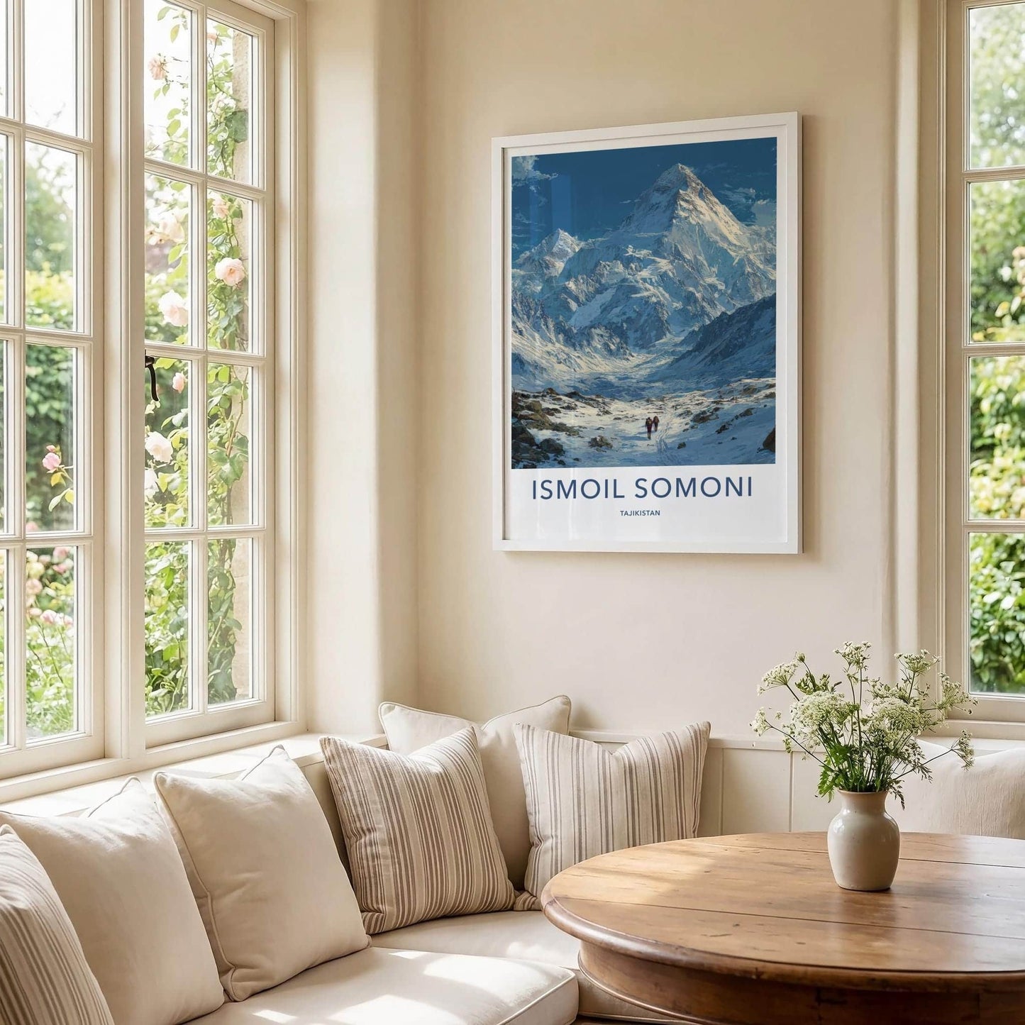 Ismoil Somoni Poster - Tajikistan Travel Art - Mountain Range Hikers Home Decor