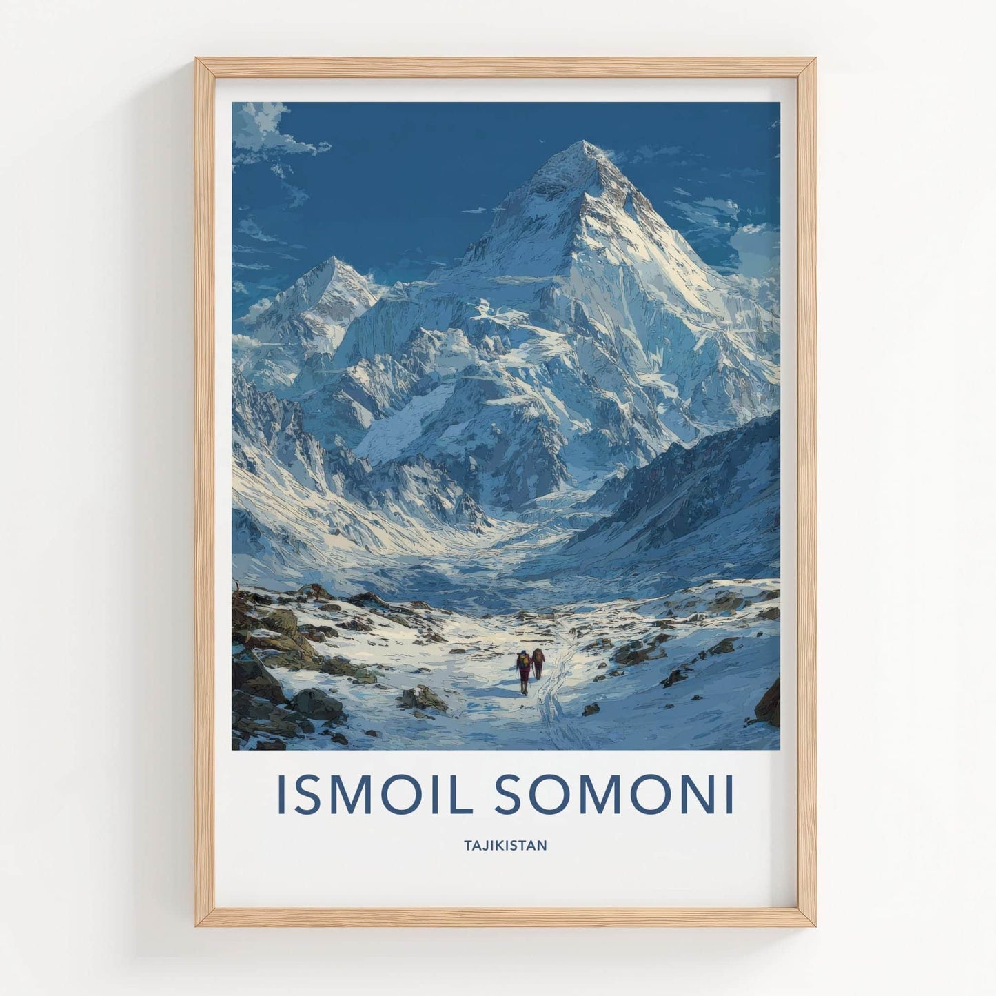 Ismoil Somoni Poster - Tajikistan Travel Art - Mountain Range Hikers Home Decor