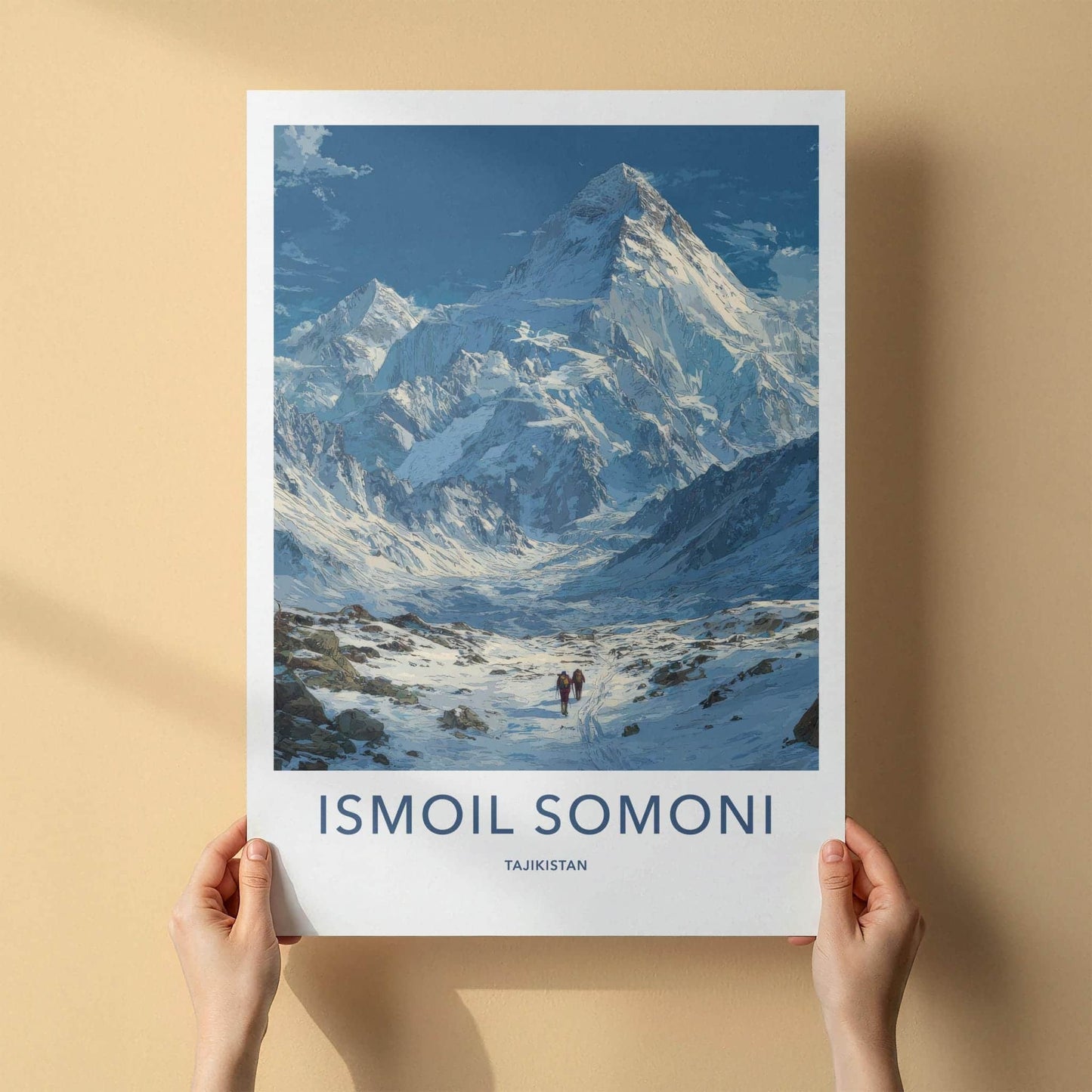 Ismoil Somoni Poster - Tajikistan Travel Art - Mountain Range Hikers Home Decor