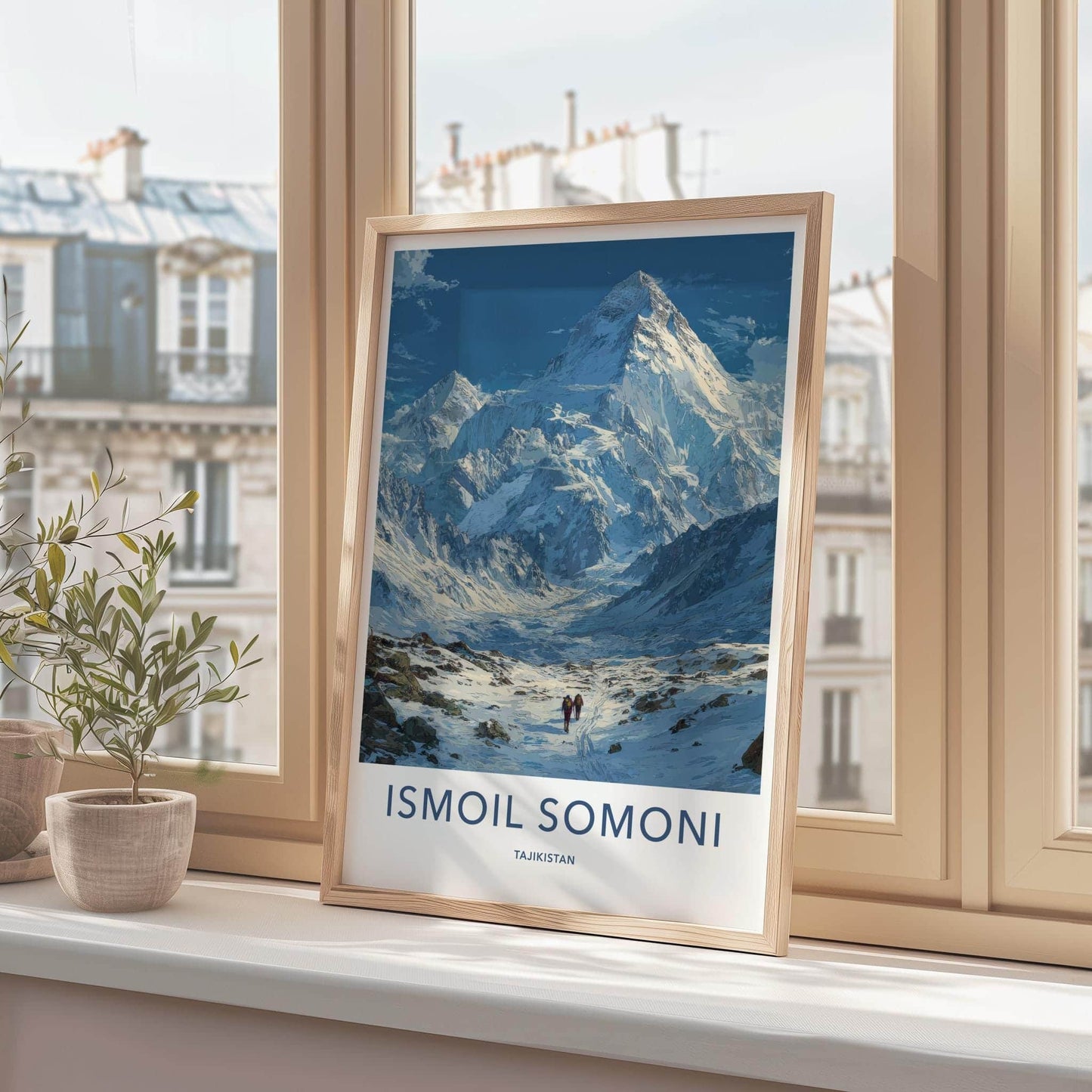 Ismoil Somoni Poster - Tajikistan Travel Art - Mountain Range Hikers Home Decor