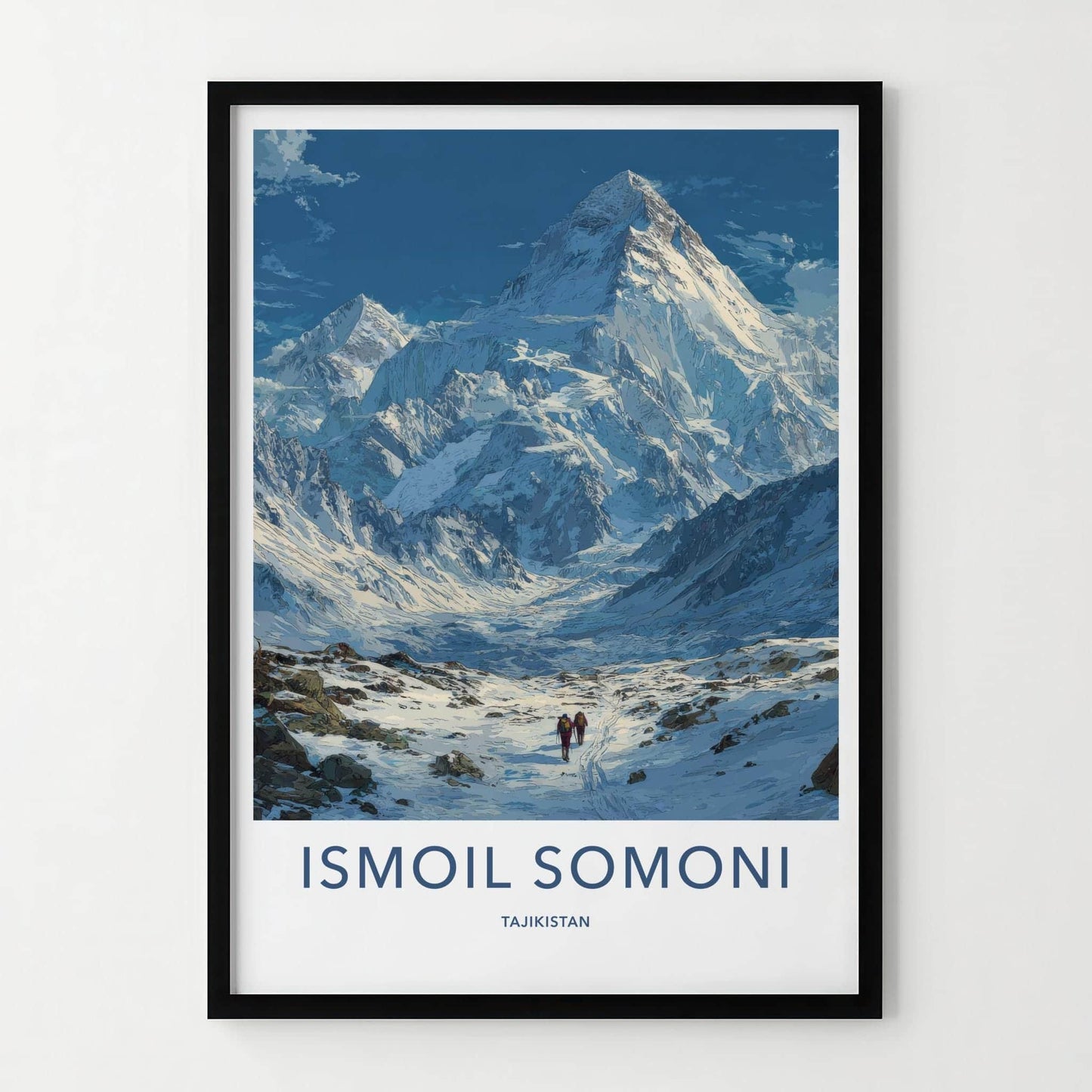 Ismoil Somoni Poster - Tajikistan Travel Art - Snowy Mountain Trek Home Decor