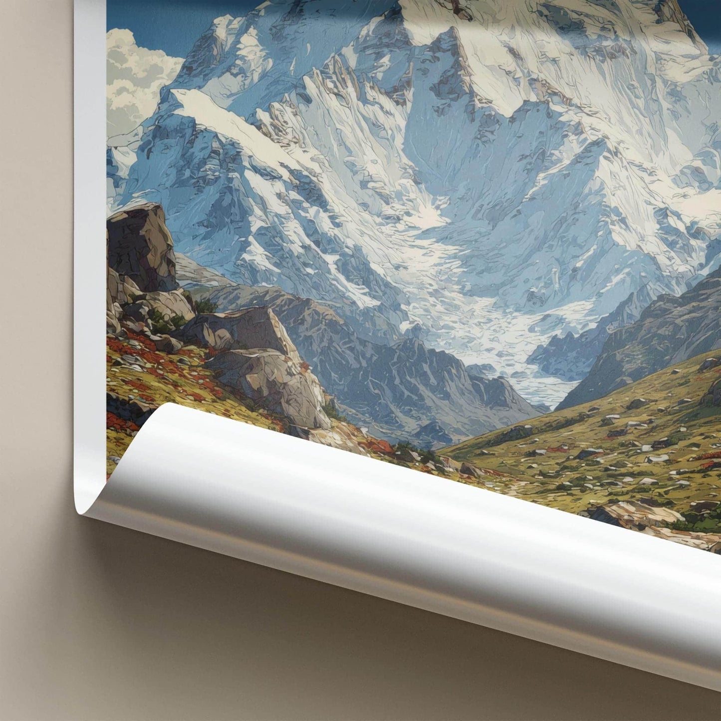 Ismoil Somoni Poster - Tajikistan Travel Art - Snowy Mountain Valley Home Decor