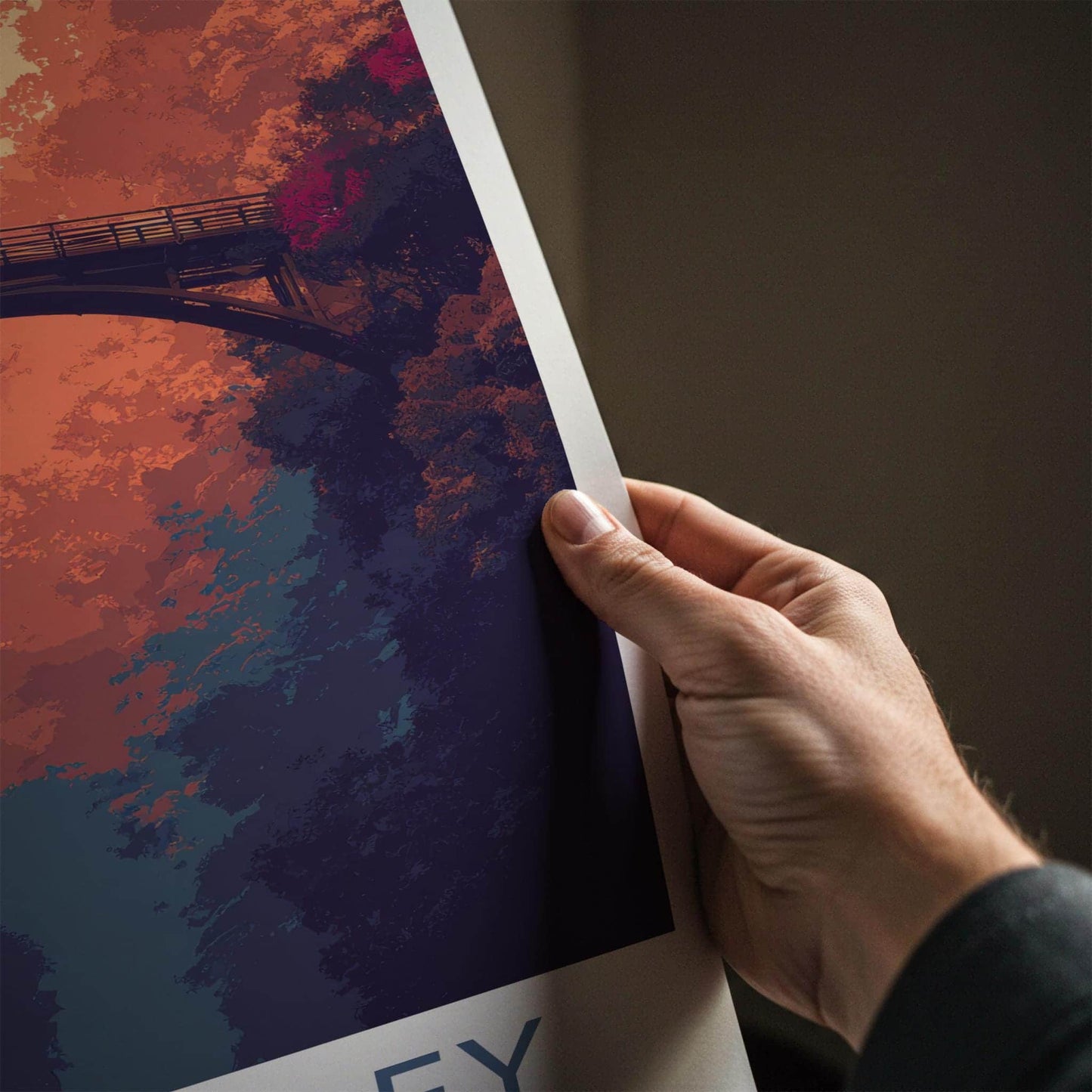 Iya Valley Poster - Japan Travel Art - Vibrant Gorge Bridge Home Decor