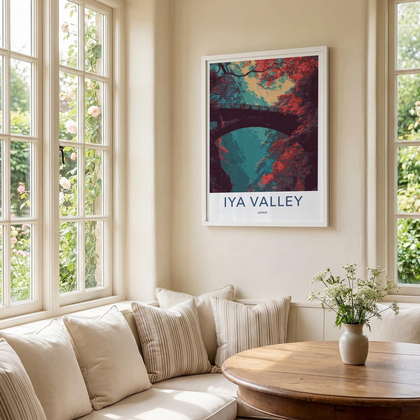 Iya Valley Poster - Japan Travel Art - Vibrant Valley Bridge Home Decor