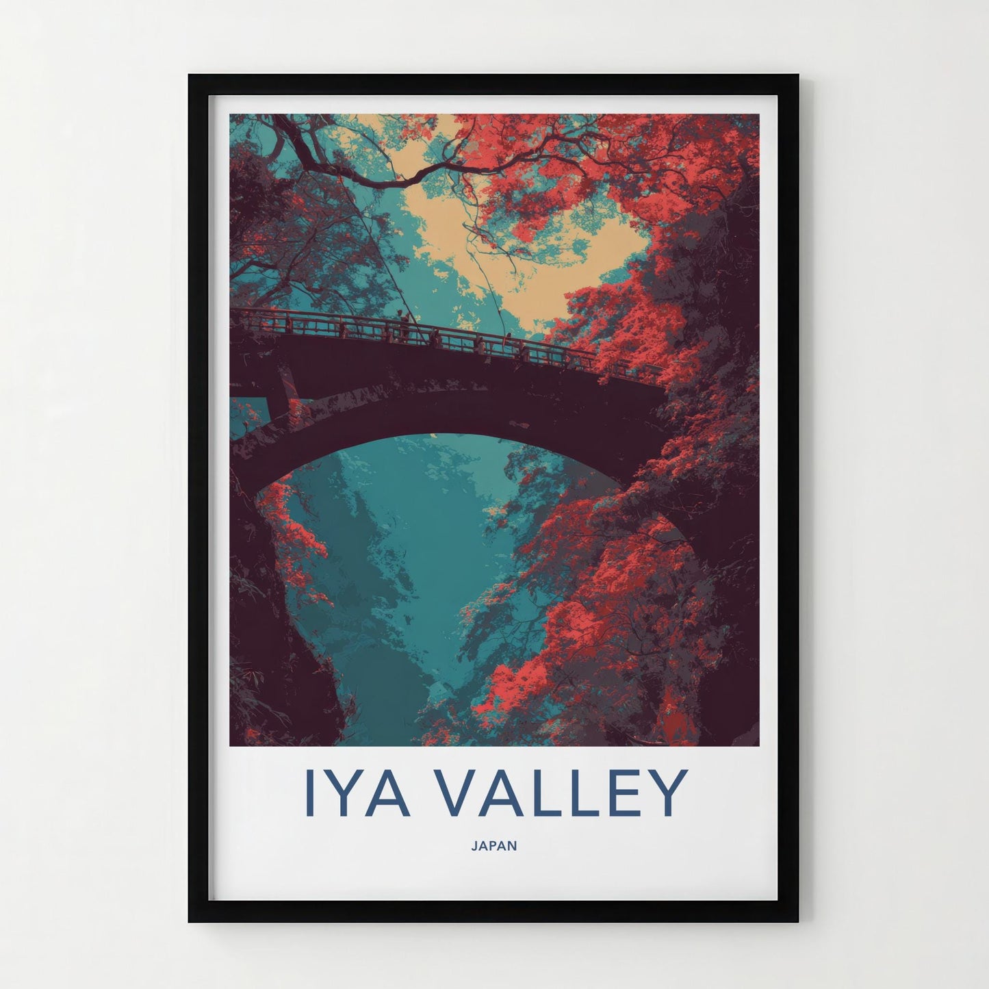 Iya Valley Poster - Japan Travel Art - Vibrant Valley Bridge Home Decor